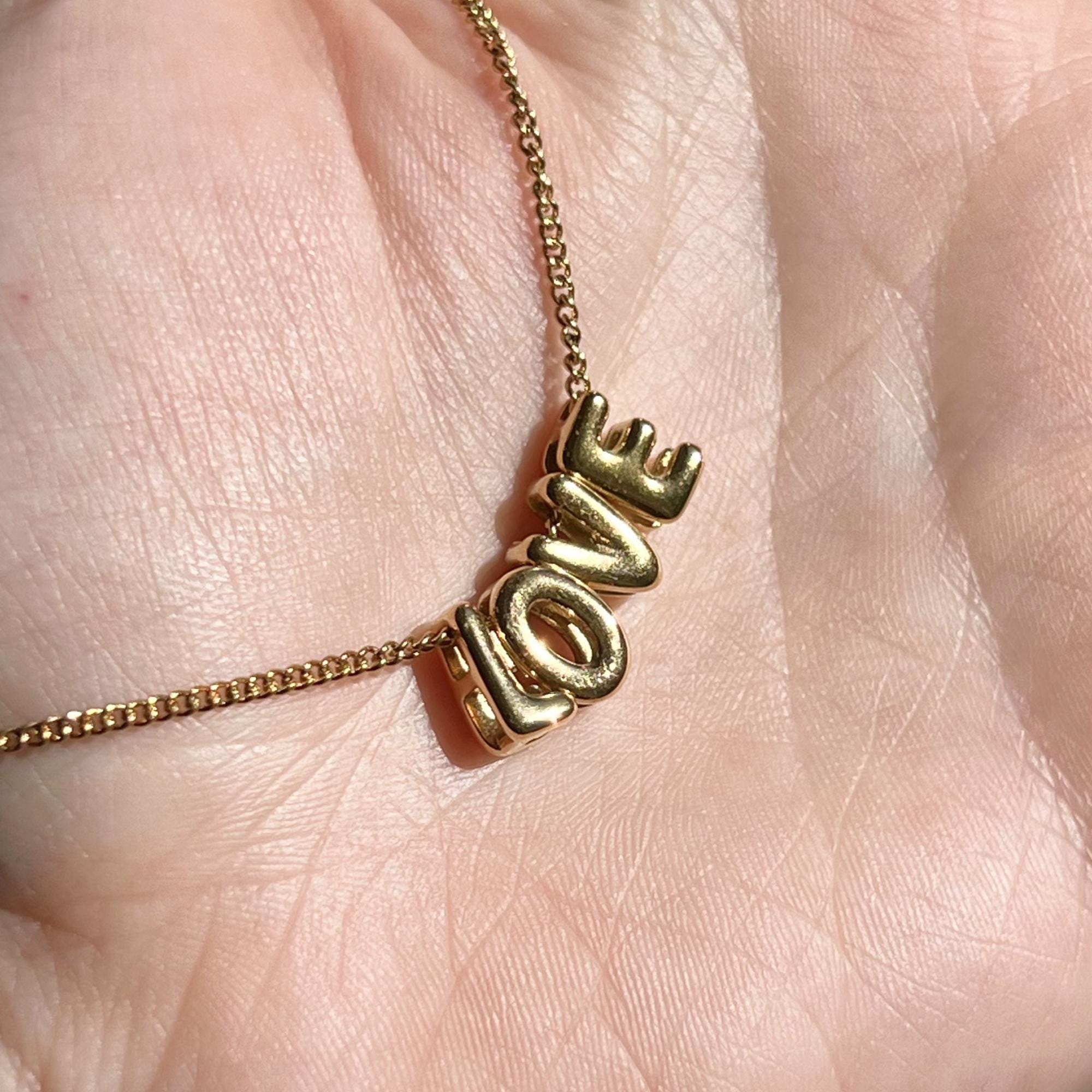 3D Bubble Letter Necklace Love, Valentine's Day Gift, Bubble Letter Necklace, Anniversary Gifts, Bubble Initial Charm 3D Necklace For Her