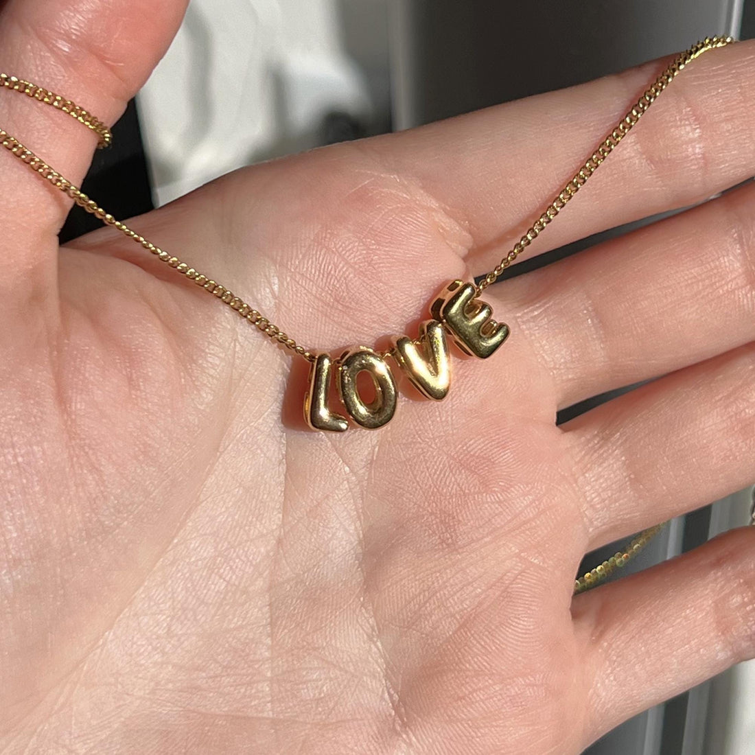 3D Bubble Letter Necklace Love, Valentine's Day Gift, Bubble Letter Necklace, Anniversary Gifts, Bubble Initial Charm 3D Necklace For Her