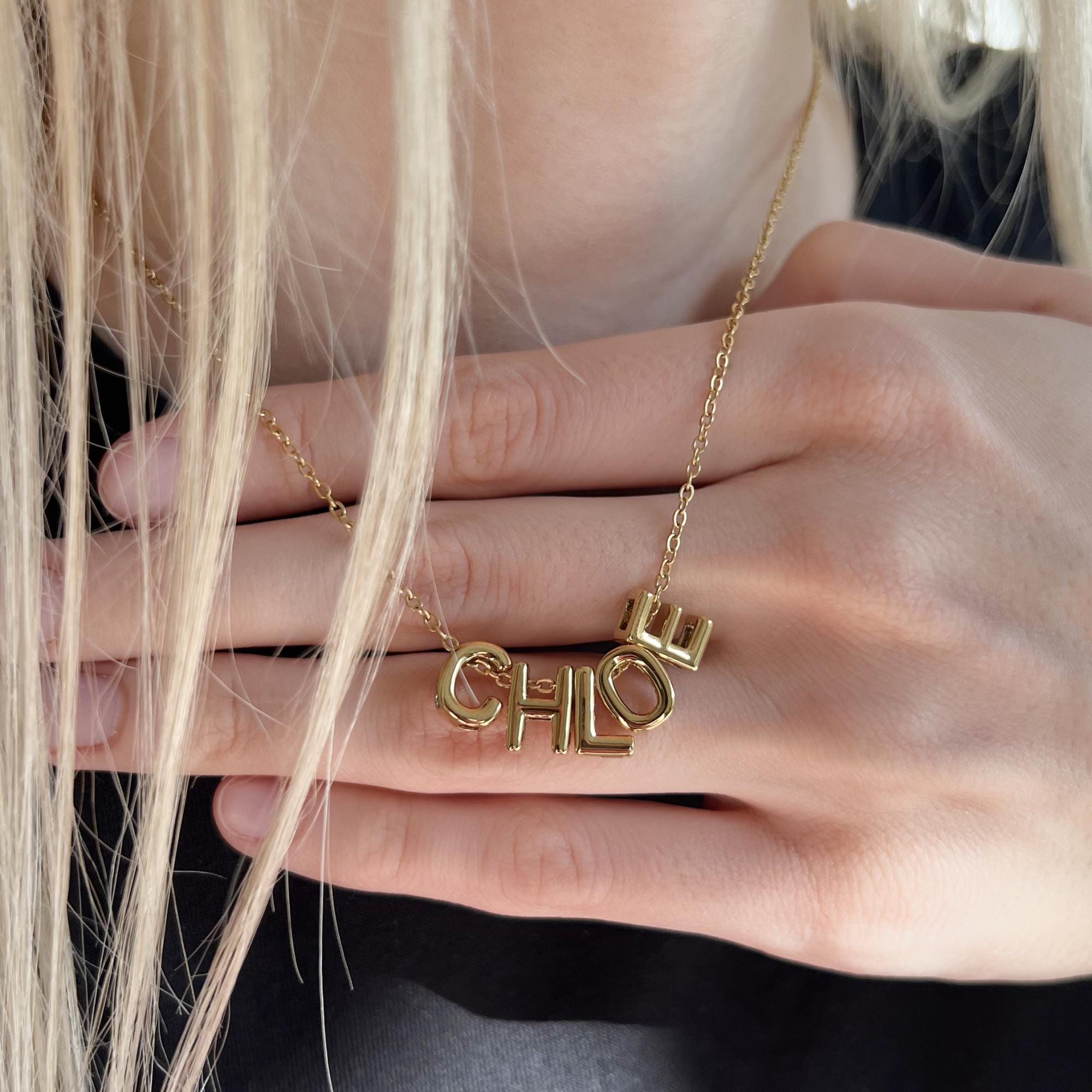 Bubble Name Necklace, Personalized 3D Letter Necklace, Personalized Jewelry, Anniversary Gifts, Custom Initial Charm 3D Necklace For Her