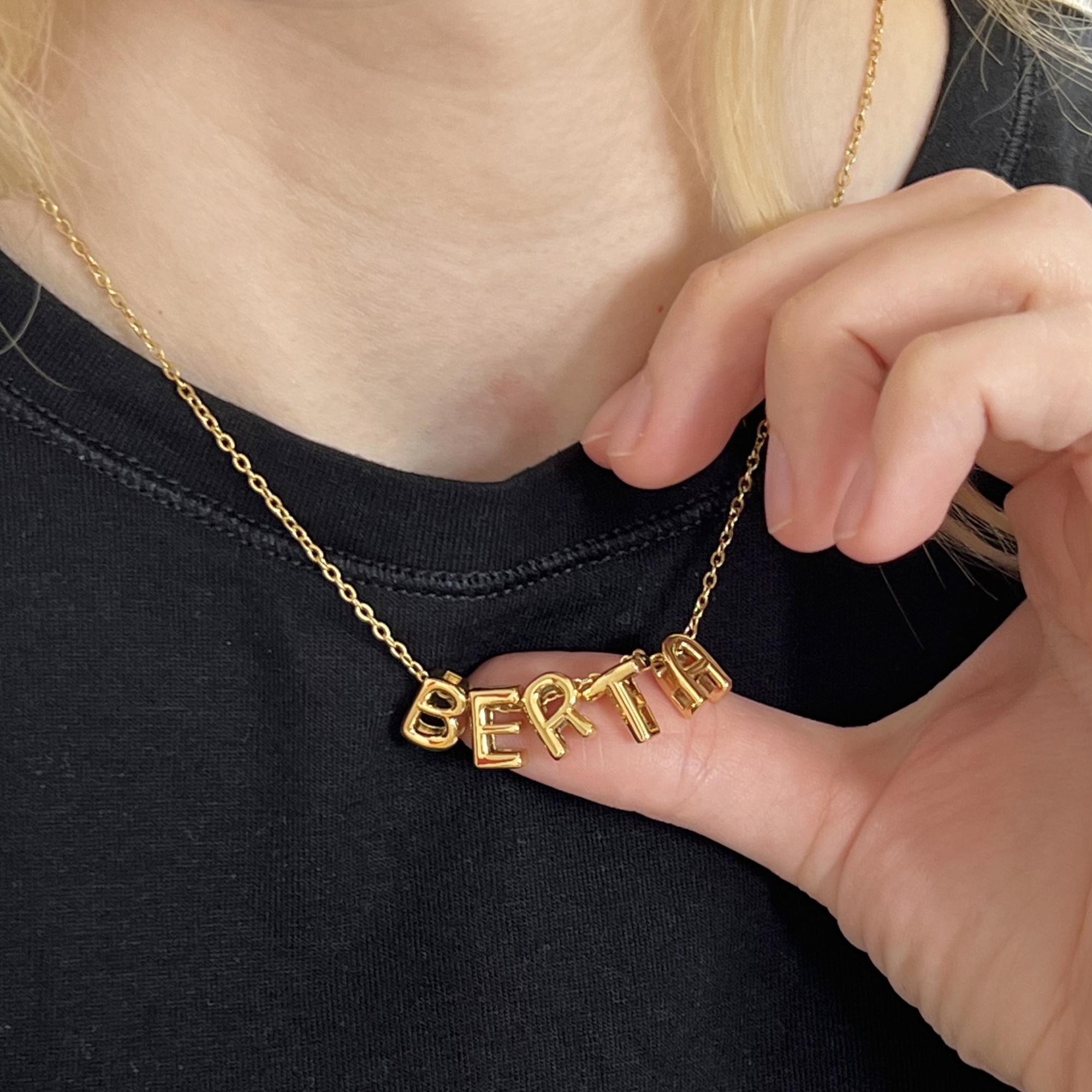 Personalized 3D Letter Necklace, Custom Initial Name Necklace, Personalized Jewelry, Anniversary Gifts, Charm 3D Necklace Best Gift For Her