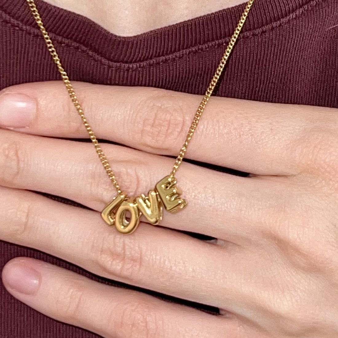 3D Bubble Letter Necklace Love, Valentine's Day Gift, Bubble Letter Necklace, Anniversary Gifts, Bubble Initial Charm 3D Necklace For Her