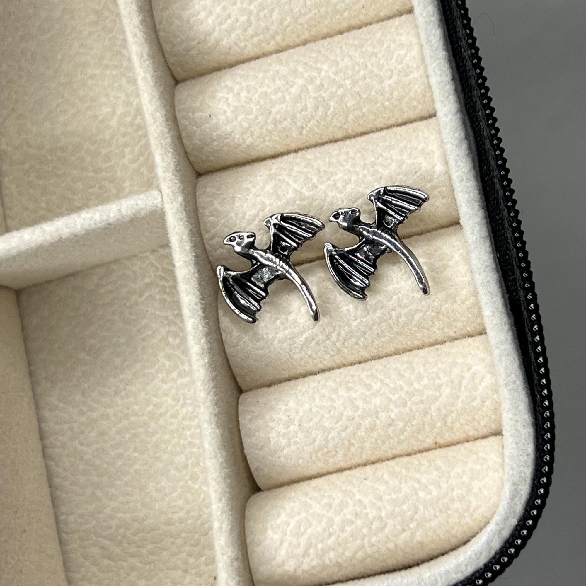 Tiny Mythical Dragon Stud Earrings, Chinese Dragon Earrings, Small Dragon Stud, Flat Back Earrings, Silver Dragon Stud Earrings, Cute Dragon