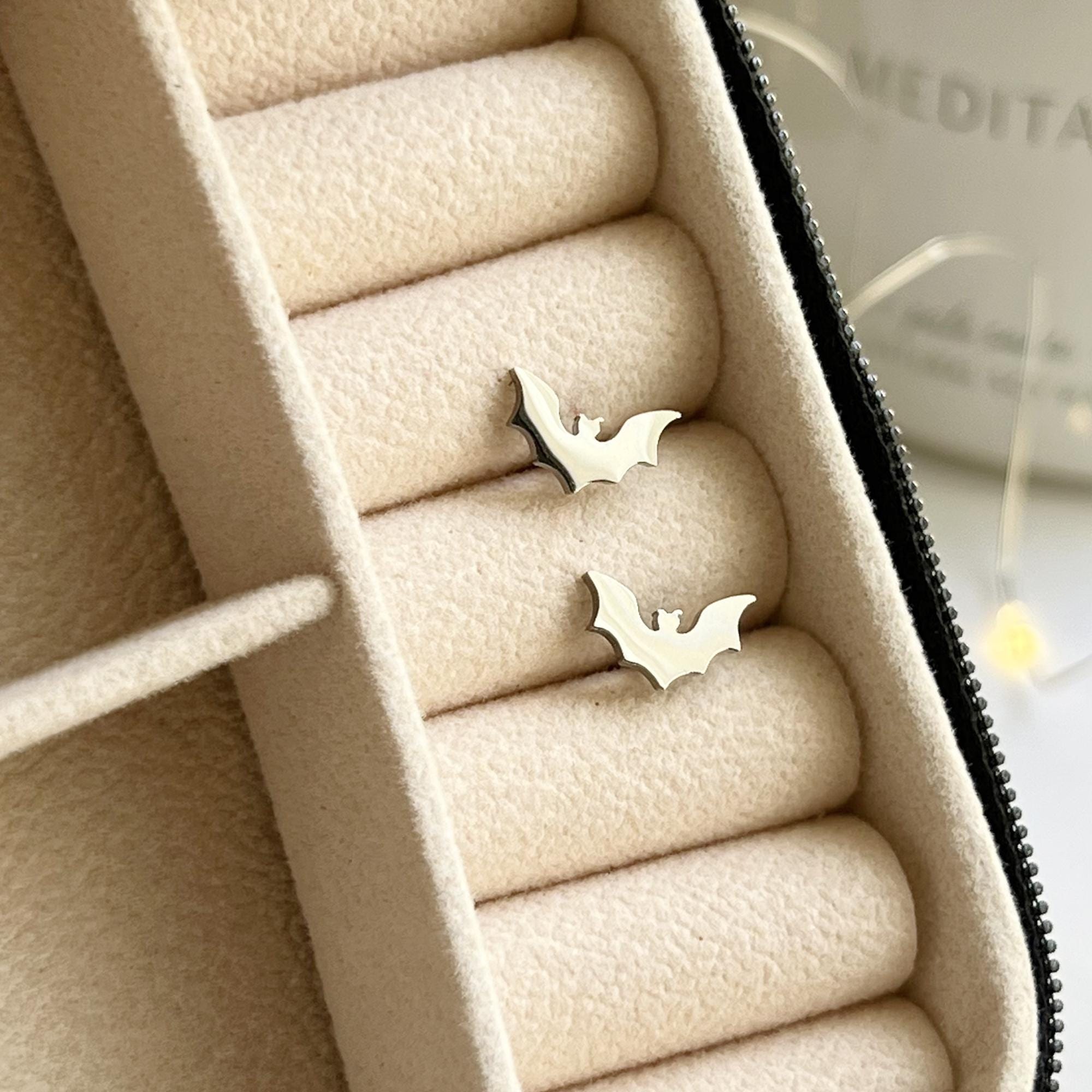 Gothic Bat Stud Earrings Bat Wing Earrings Small Black Earrings Goth Halloween Earrings Bat Jewelry Gothic Jewelry Halloween Jewelry