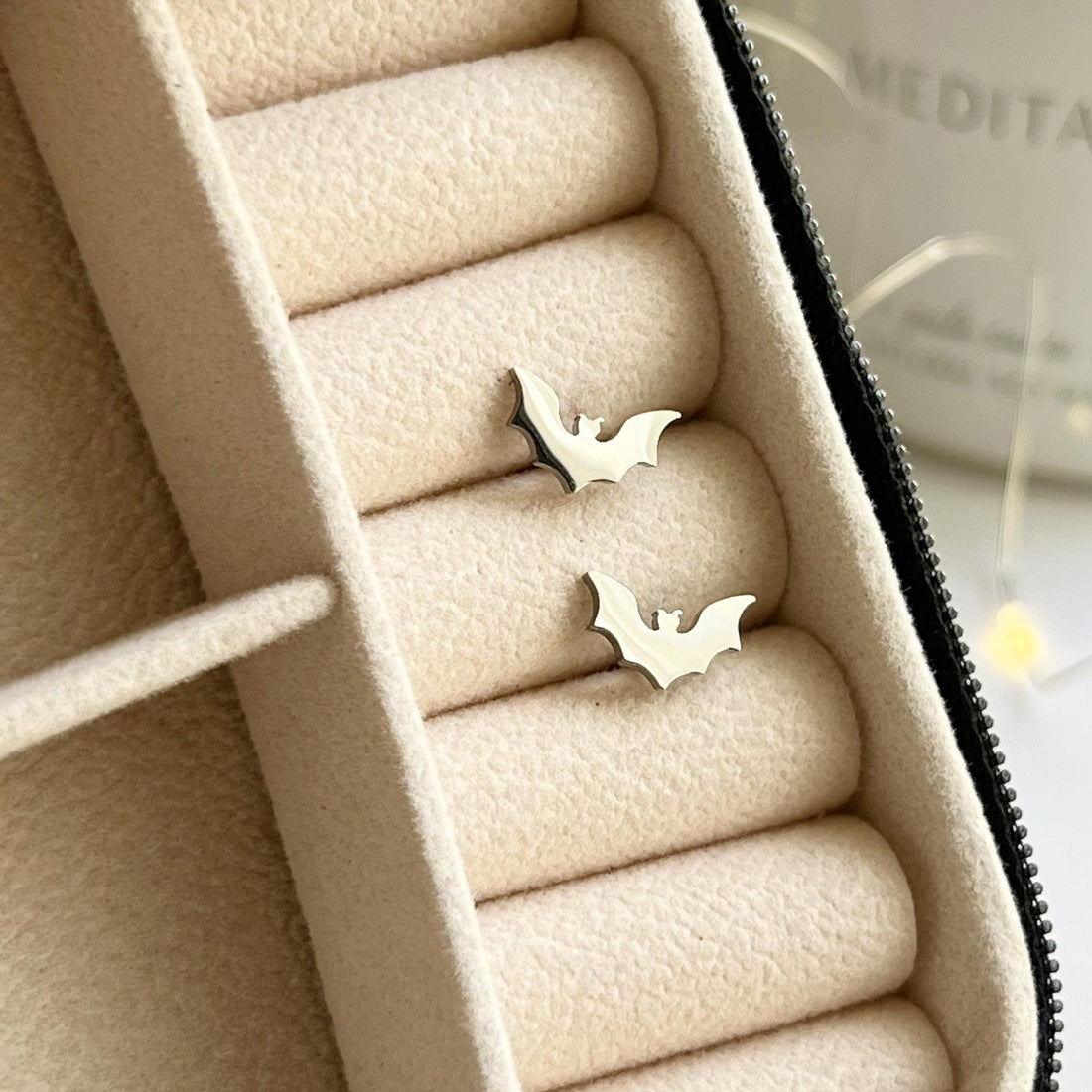 Gothic Bat Stud Earrings Bat Wing Earrings Small Black Earrings Goth Halloween Earrings Bat Jewelry Gothic Jewelry Halloween Jewelry