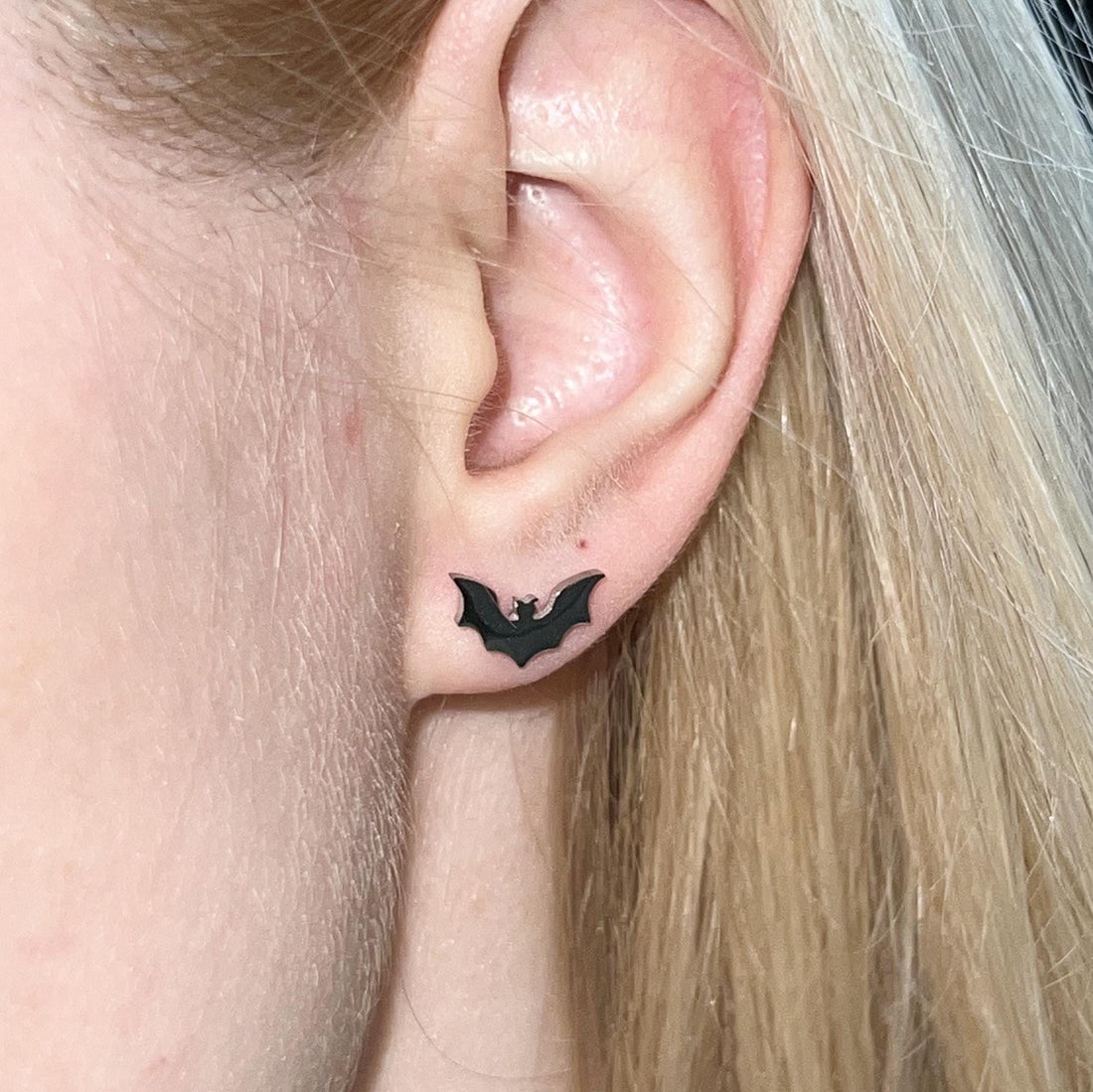 Gothic Bat Stud Earrings Bat Wing Earrings Small Black Earrings Goth Halloween Earrings Bat Jewelry Gothic Jewelry Halloween Jewelry