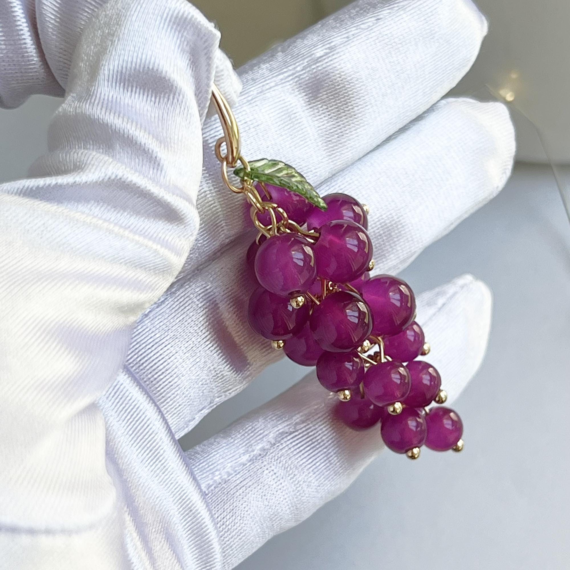 Purple Dangle Grape Earrings, Food Fruit Earrings, Unique Summer Resin Jewelry, Dangle Purple Earrings, Anniversary Gift, Statement Earrings