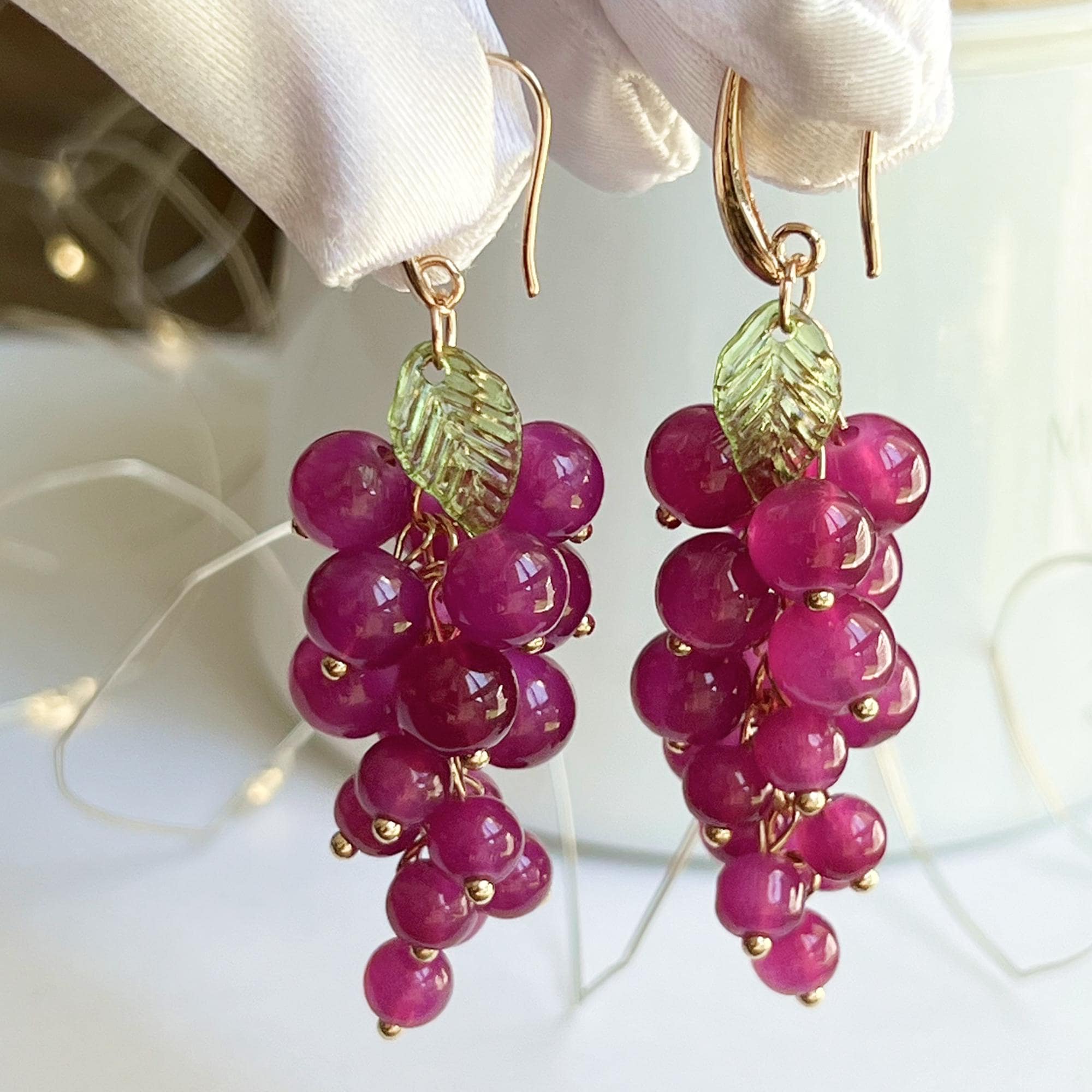 Purple Dangle Grape Earrings, Food Fruit Earrings, Unique Summer Resin Jewelry, Dangle Purple Earrings, Anniversary Gift, Statement Earrings