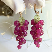 Purple Dangle Grape Earrings, Food Fruit Earrings, Unique Summer Resin Jewelry, Dangle Purple Earrings, Anniversary Gift, Statement Earrings