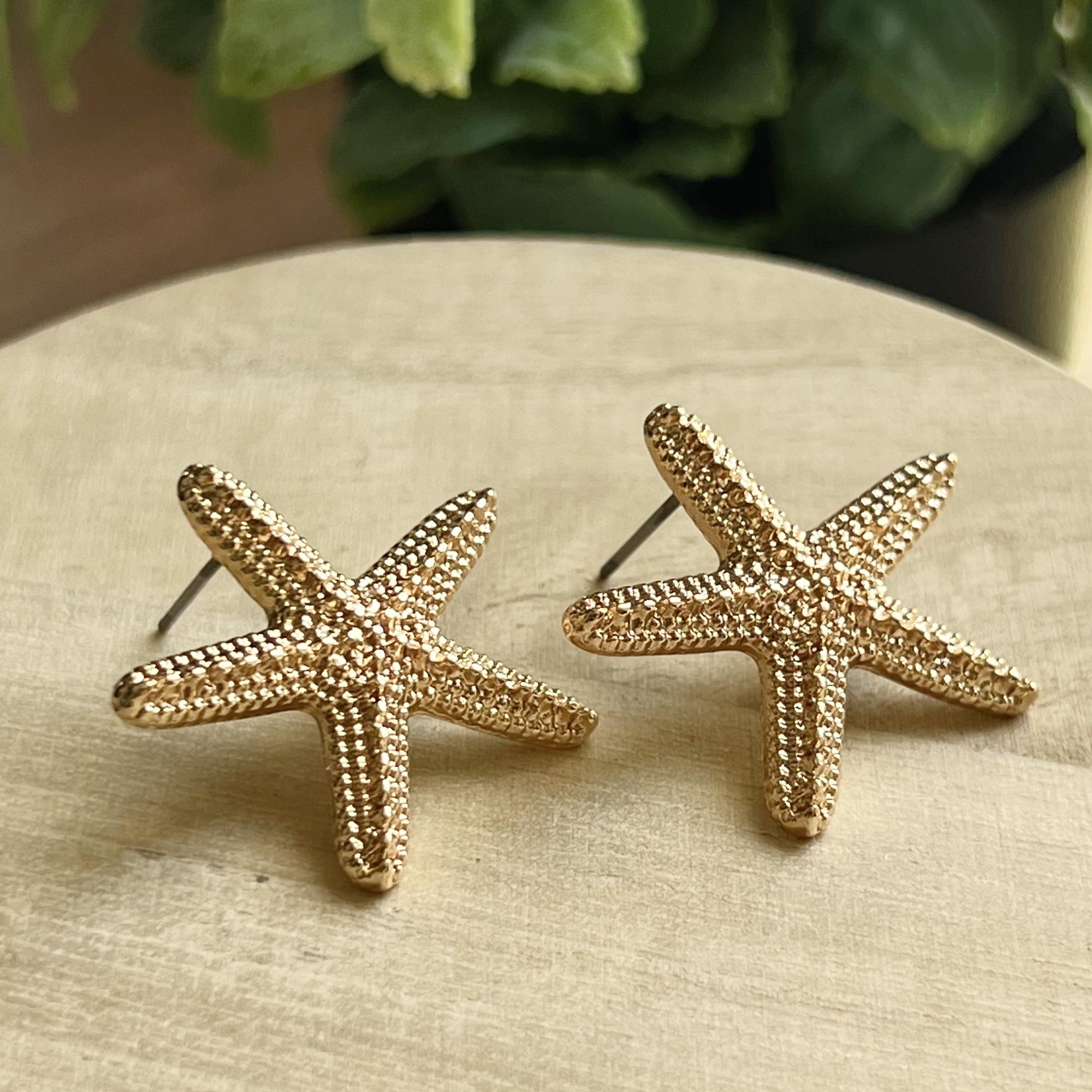 Star Fish Stud Earrings, Cute Sea Star Stud, Summer Starfish Earrings, Ocean Inspired Nature Jewelry, Ocean Summer Earrings, Gift For Her