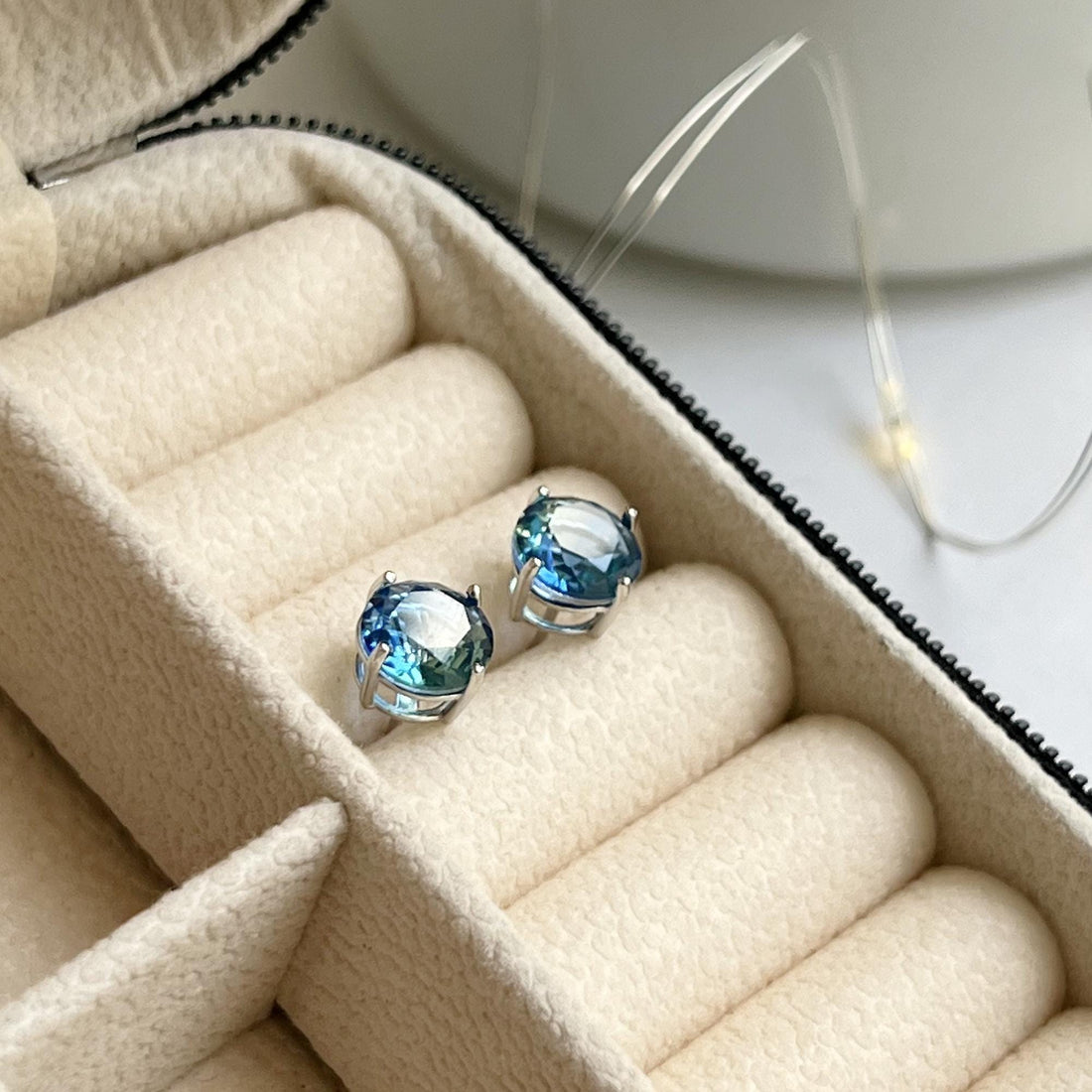 Aquamarine Stud Earrings Blue Crystal Earrings Light Blue Earrings March Birthstone Earrings Minimalist Stud Earrings Aquamarine Jewelry