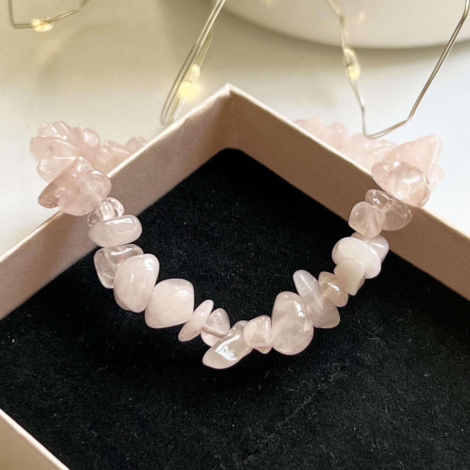 Rose Quartz Bracelet For Women, Natural Crystal Gemstone Jewelry, Gemstone Bracelet, Birthstone Bracelet, Pink Charm Bracelet, Birthday Gift