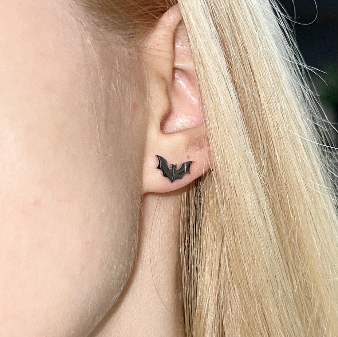 Gothic Bat Stud Earrings Bat Wing Earrings Small Black Earrings Goth Halloween Earrings Bat Jewelry Gothic Jewelry Halloween Jewelry