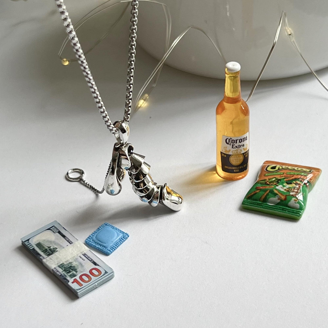 Dollhouse Miniatures Gift Box, Penis Pendant Necklace, Fun Boyfriend Gift, Cock Jewelry, Necklace for Mens, Sex Penis Jewelry, Gift for Her