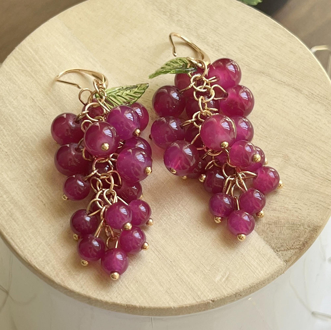 Purple Dangle Grape Earrings, Food Fruit Earrings, Unique Summer Resin Jewelry, Dangle Purple Earrings, Anniversary Gift, Statement Earrings