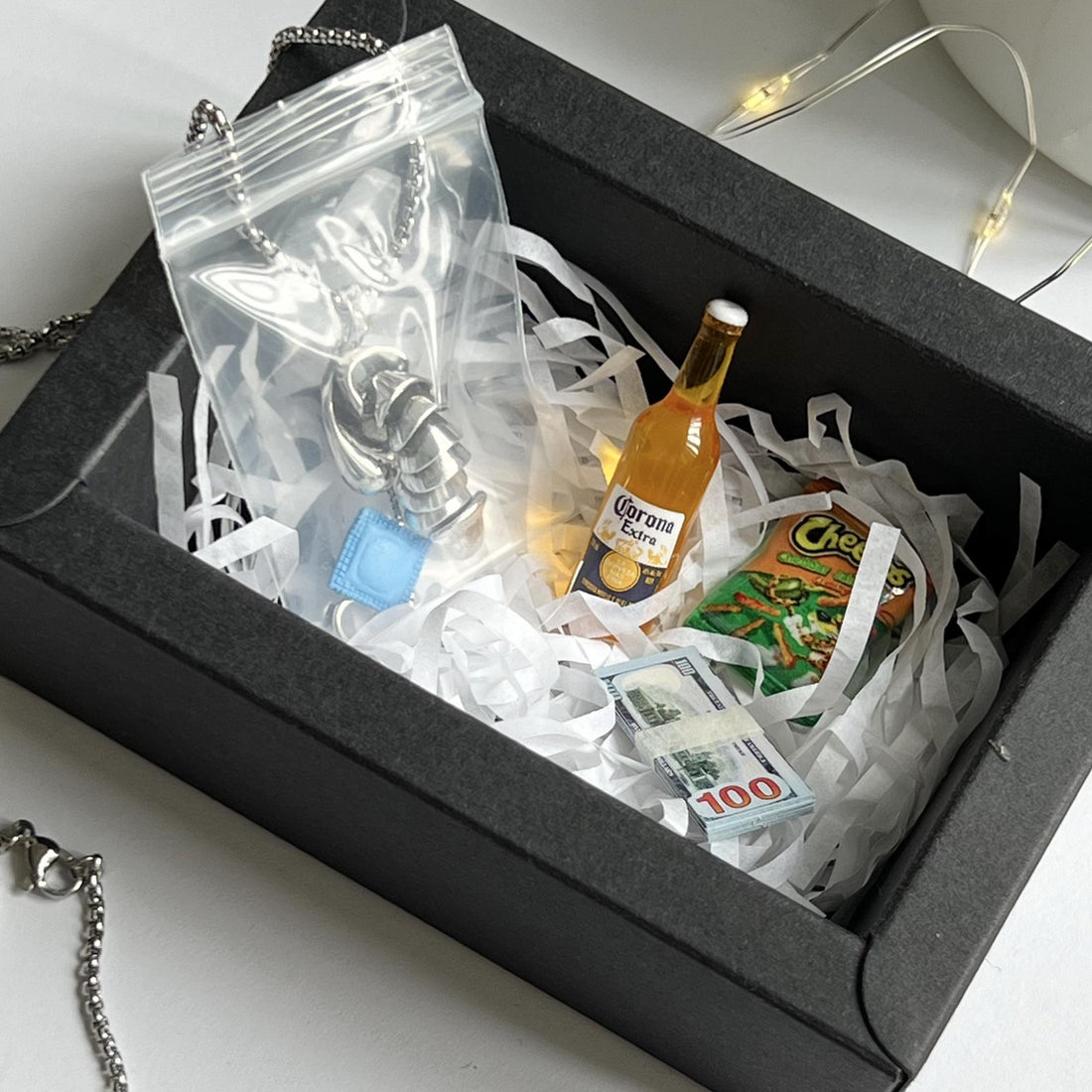 Dollhouse Miniatures Gift Box, Penis Pendant Necklace, Fun Boyfriend Gift, Cock Jewelry, Necklace for Mens, Sex Penis Jewelry, Gift for Her