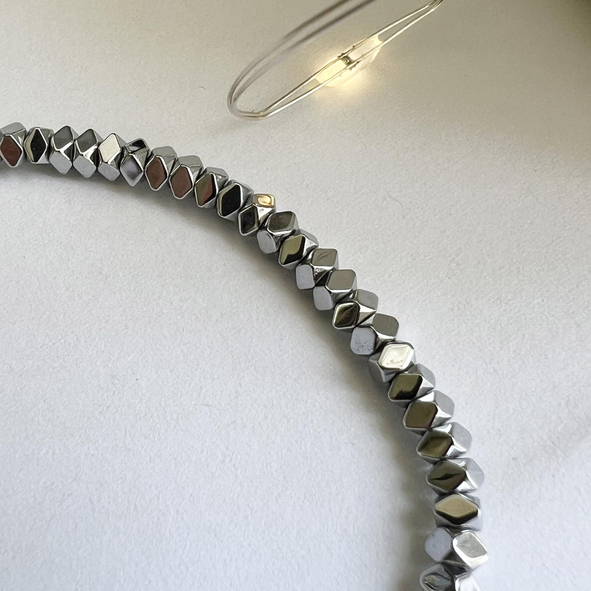 Steel Beaded Bracelet – Unisex Adjustable Bracelet for Men and Women, Minimalist Silver Tone Jewelry, Gift for Him or Her