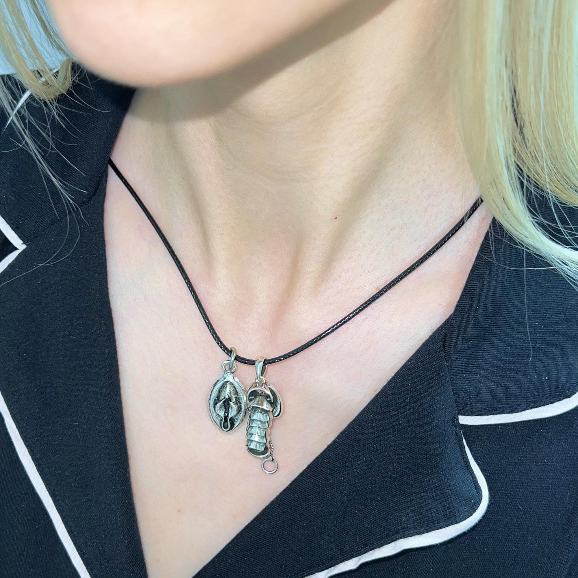 Bundle of Vulva Pendant & Sex Penis Pendant Necklace, Cock Jewelry, Feminist Statement Jewelry, Vulva Necklace, Anatomical Necklace for Men