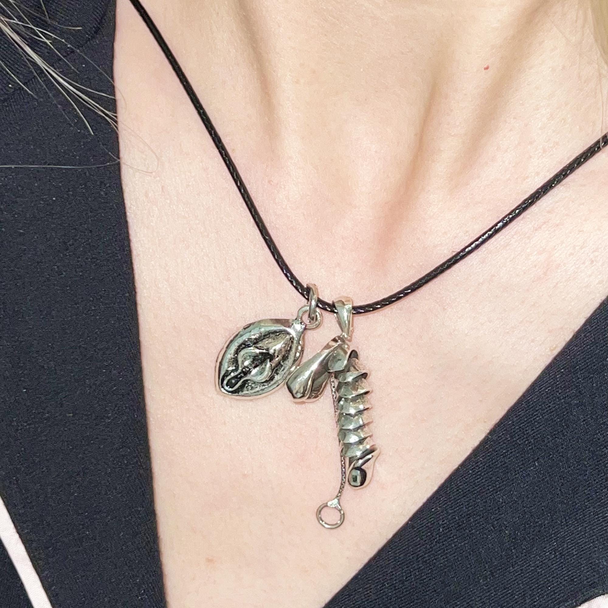 Bundle of Vulva Pendant & Sex Penis Pendant Necklace, Cock Jewelry, Feminist Statement Jewelry, Vulva Necklace, Anatomical Necklace for Men