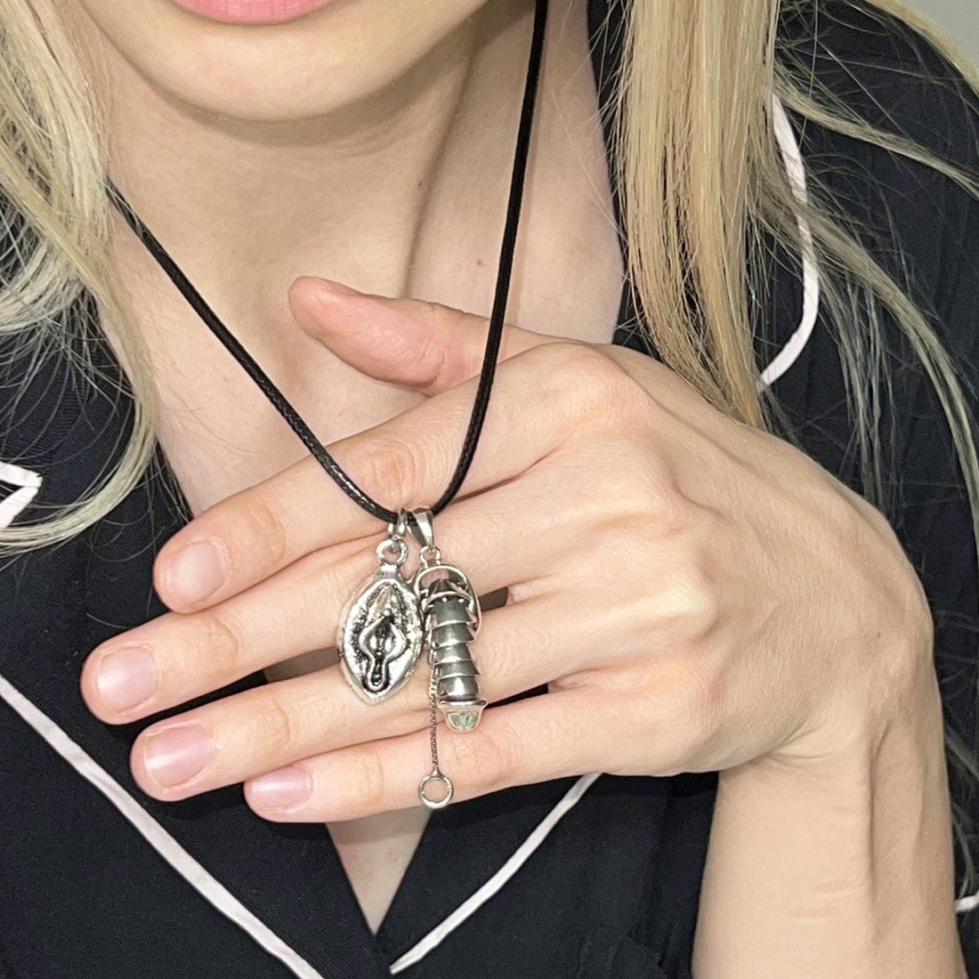 Bundle of Vulva Pendant & Sex Penis Pendant Necklace, Cock Jewelry, Feminist Statement Jewelry, Vulva Necklace, Anatomical Necklace for Men