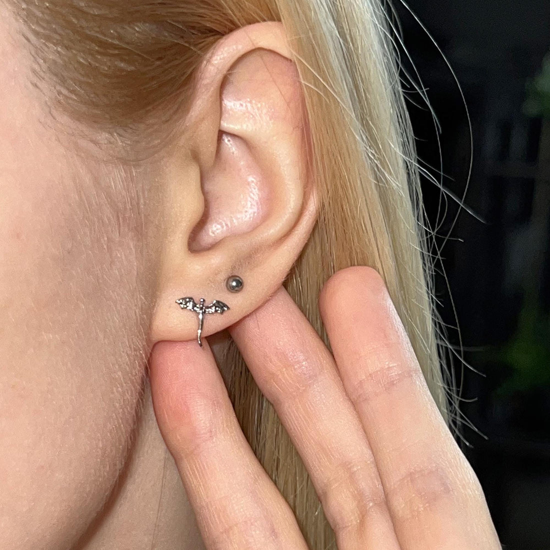 Extra Tiny Dragon Stud Earrings, Silver Dragon Earrings, Chinese Dragon Earrings, Small Dragon Stud, Flat Back Earrings, Delicate Studs