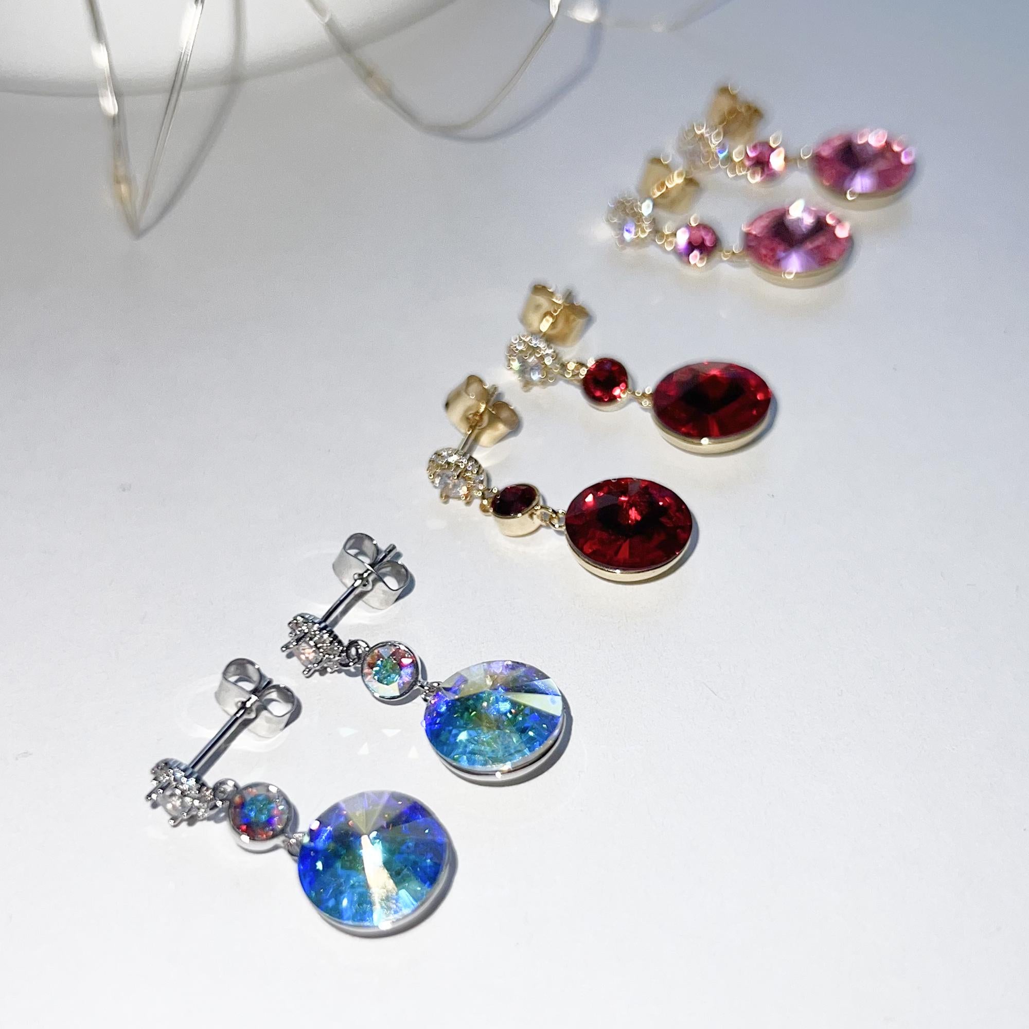 Birthstone Ruby Red Sparkly Earrings Gift For Mom Red Dangle Earrings Birthday Gift Anniversary Gift For Her Christmas Gift Crystal Earrings