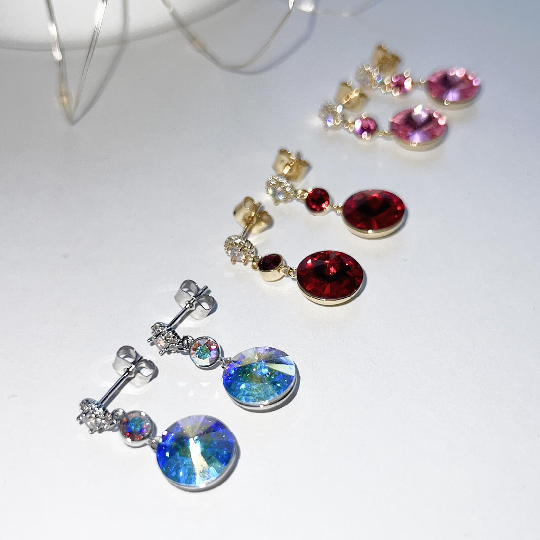 Birthstone Ruby Red Sparkly Earrings Gift For Mom Red Dangle Earrings Birthday Gift Anniversary Gift For Her Christmas Gift Crystal Earrings