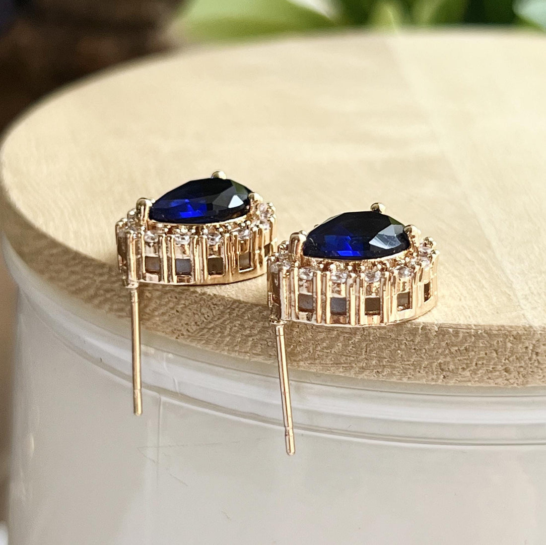 Sapphire Stud Earrings, Blue Studs, Sapphire Bridal Earrings, Crystal Earrings, September Birthstone, Sapphire Drop Earrings, Blue Gemstone