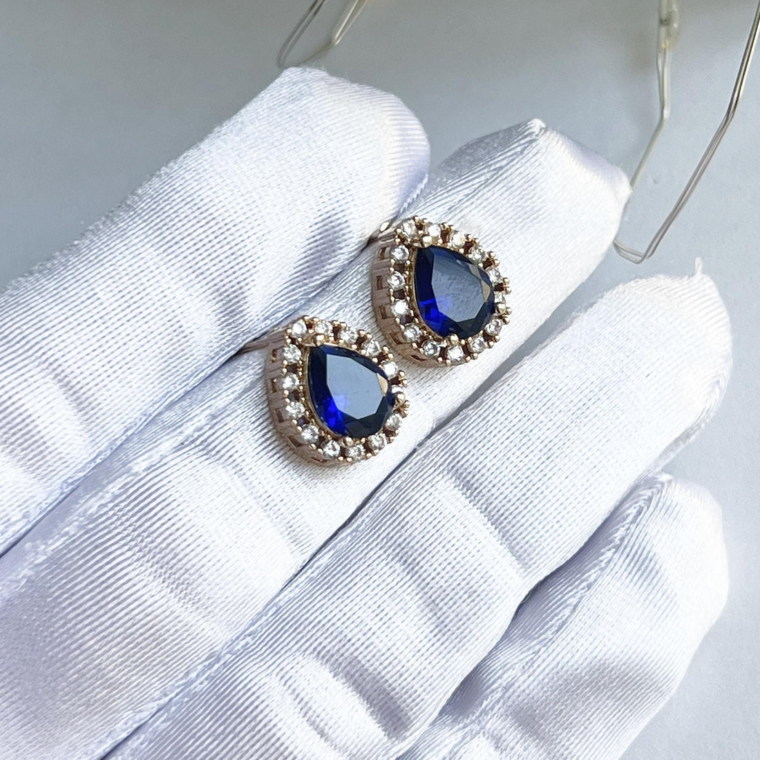 Sapphire Stud Earrings, Blue Studs, Sapphire Bridal Earrings, Crystal Earrings, September Birthstone, Sapphire Drop Earrings, Blue Gemstone