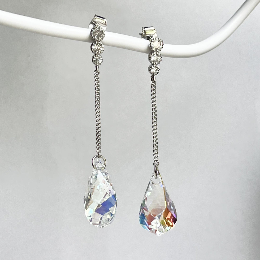 Swarovski Crystal Earrings Aurora Color Earrings Elegant Evening Earrings Wedding Jewelry Bridesmaid Earrings Minimal Bridal Earrings