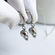 Skull Dangle Hoop Earrings for Women Men, Stainless Steel Hoop Earrings, Edgy Gothic Punk Jewelry, Gothic Earrings Halloween Jewelry Gift