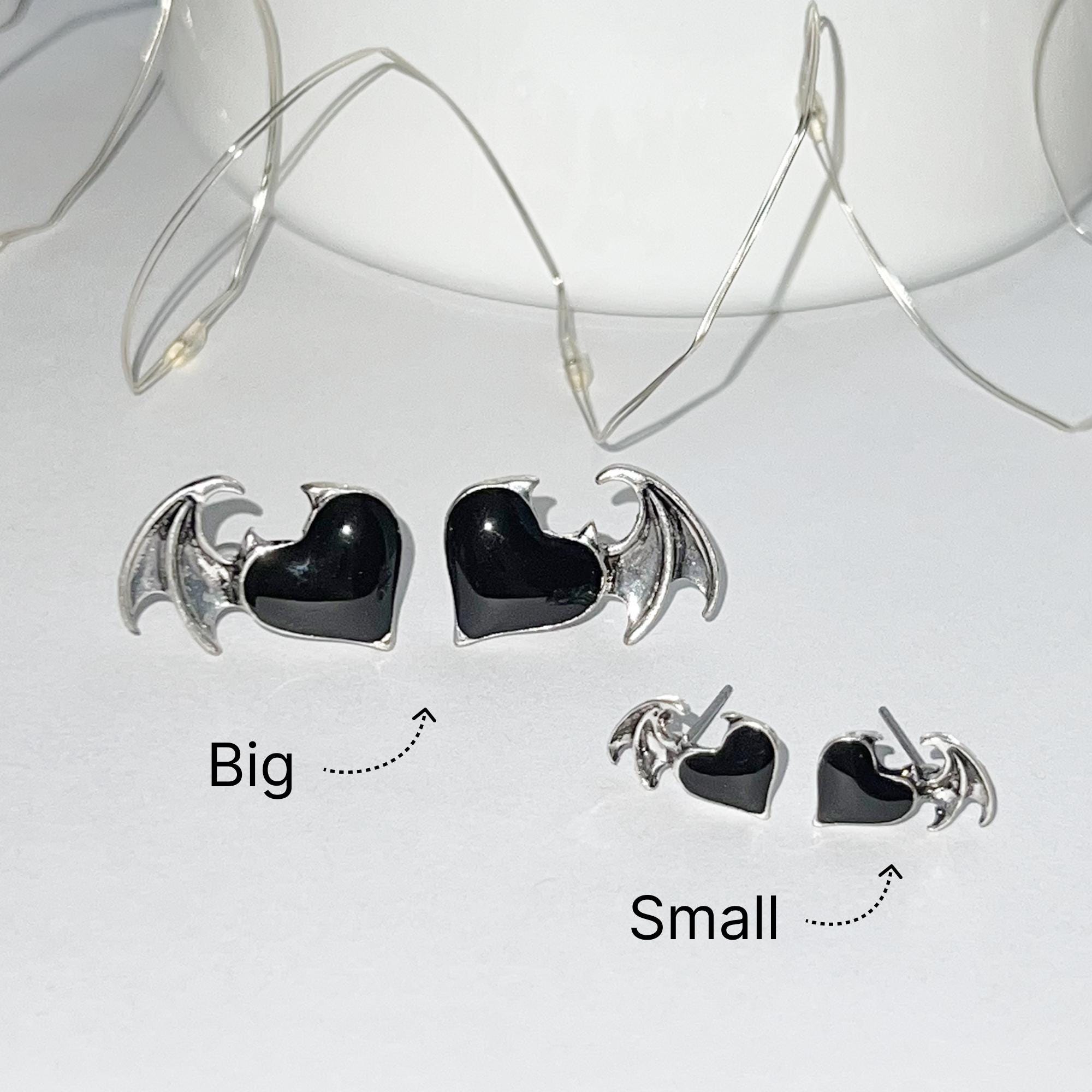 Gothic Bat Wing Stud Earrings, Demon Wing Earrings, Devil Wing Earrings, Minimalist Goth Jewelry, Goth Halloween Earrings, Punk Bat Earrings