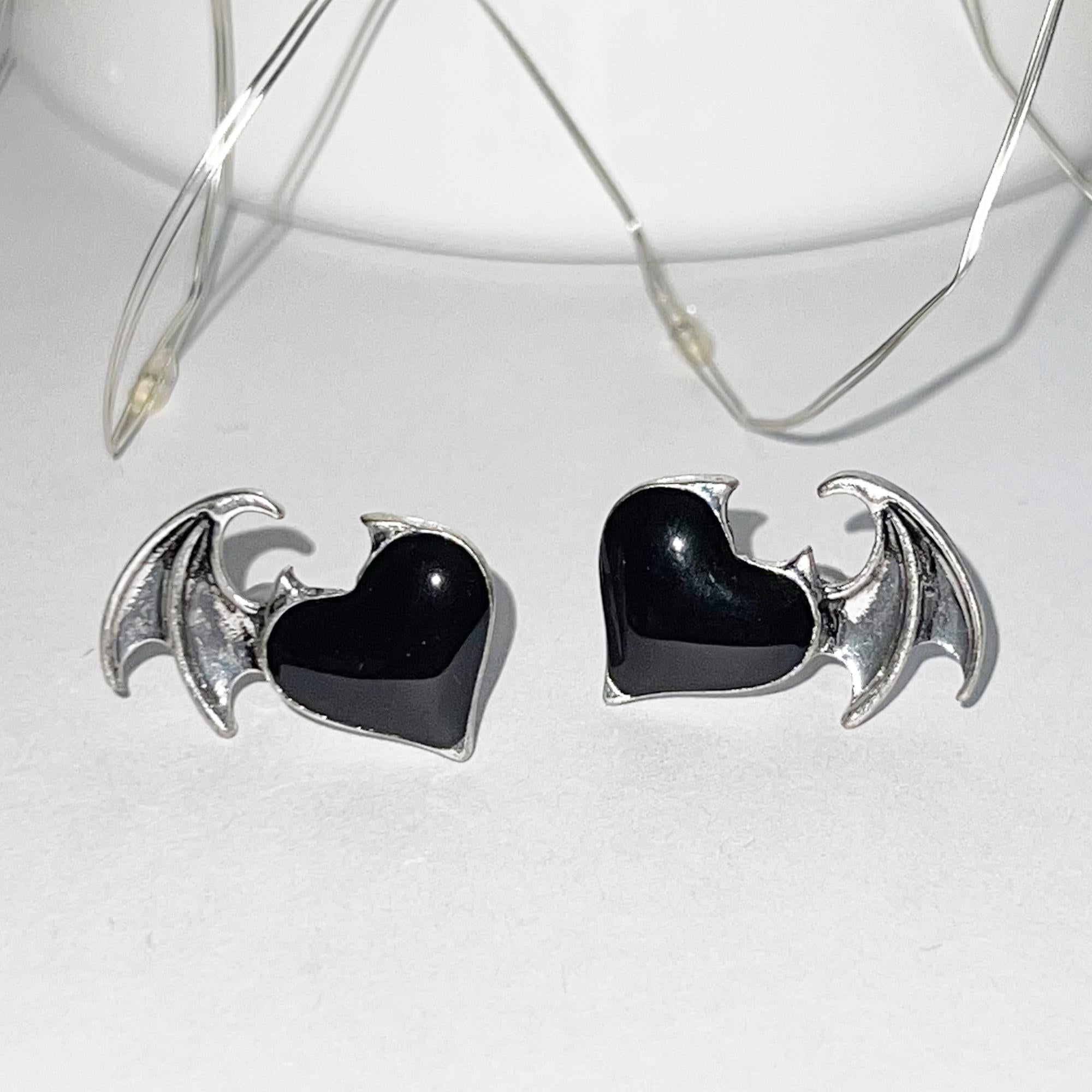 Gothic Bat Wing Stud Earrings, Demon Wing Earrings, Devil Wing Earrings, Minimalist Goth Jewelry, Goth Halloween Earrings, Punk Bat Earrings