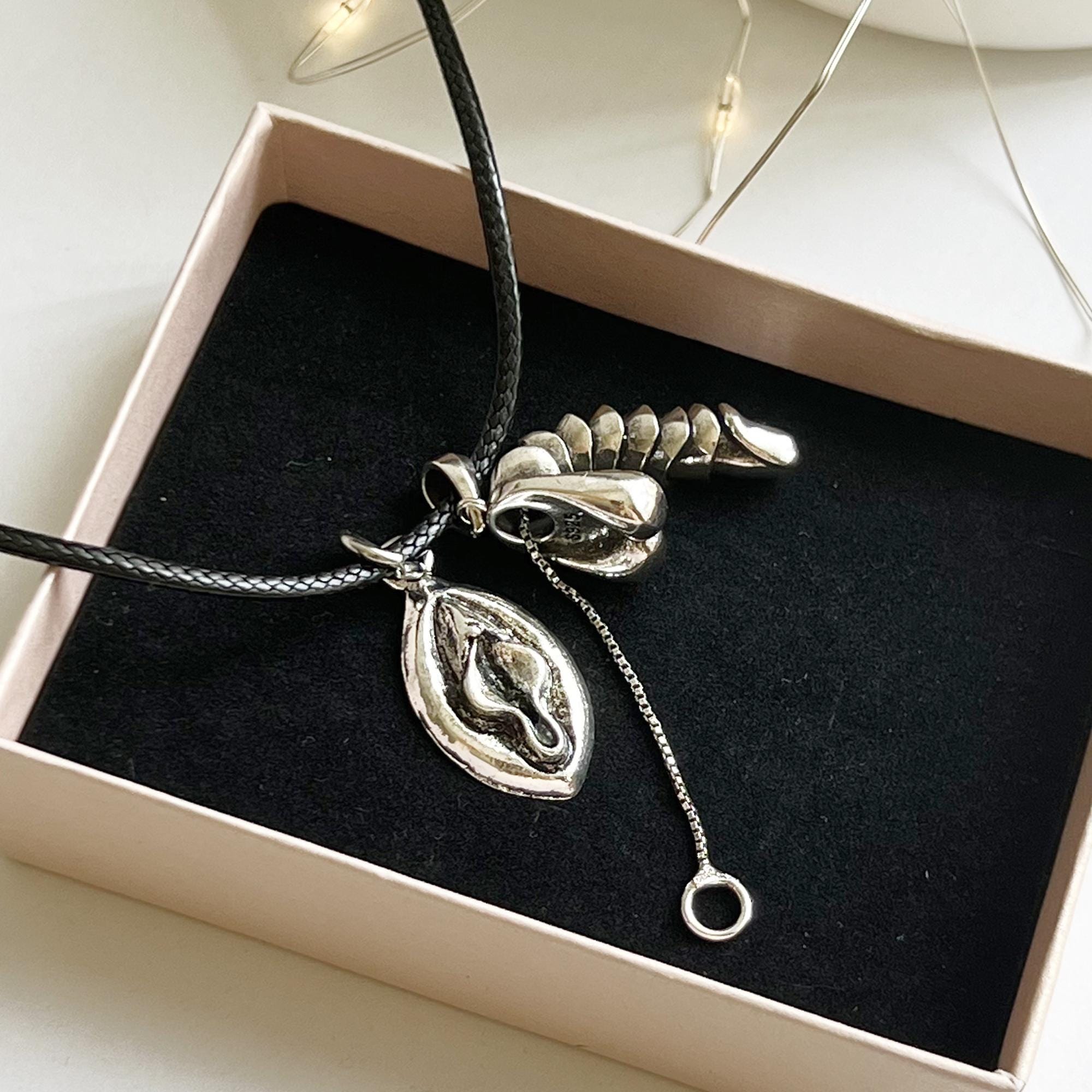 Bundle of Vulva Pendant & Sex Penis Pendant Necklace, Cock Jewelry, Feminist Statement Jewelry, Vulva Necklace, Anatomical Necklace for Men