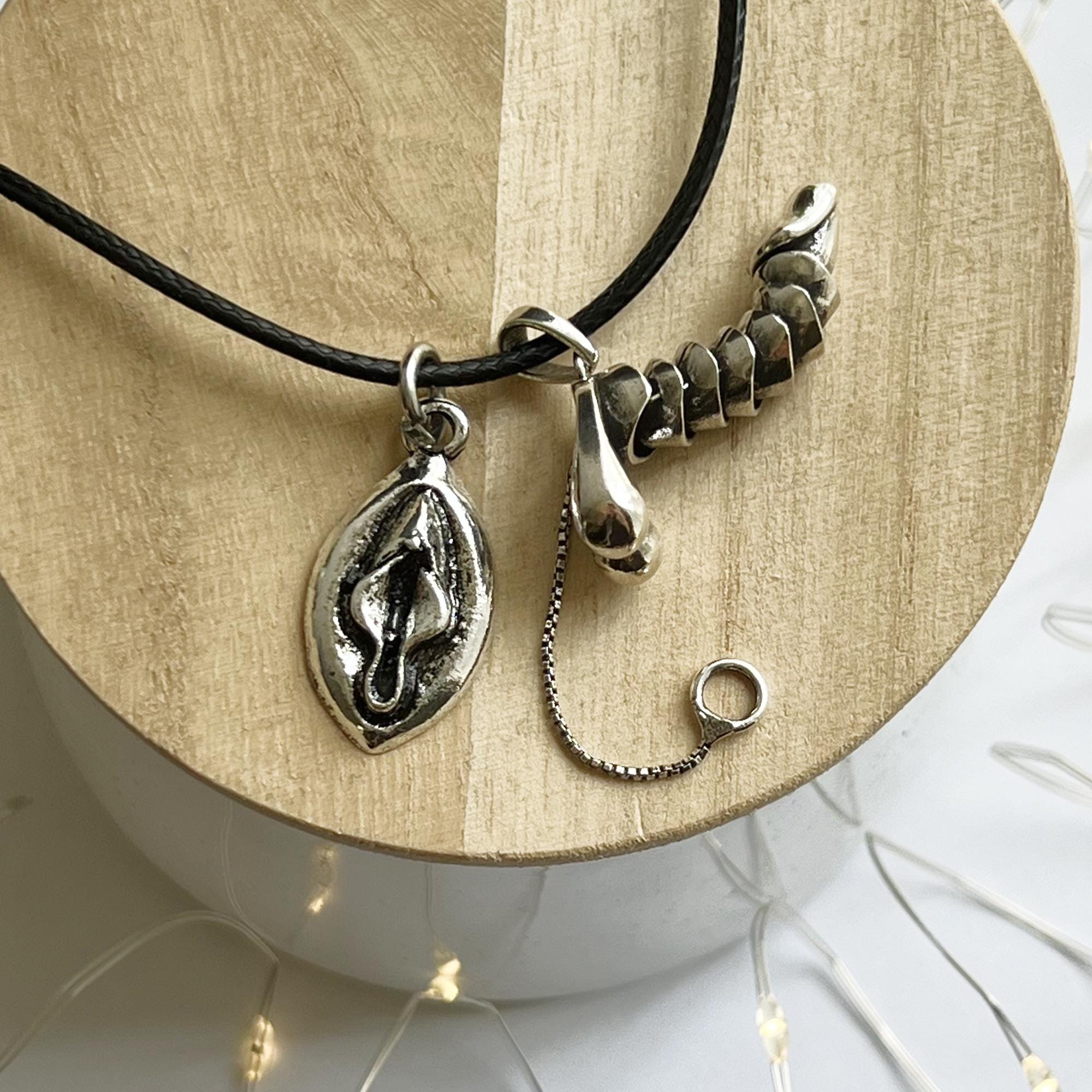 Bundle of Vulva Pendant & Sex Penis Pendant Necklace, Cock Jewelry, Feminist Statement Jewelry, Vulva Necklace, Anatomical Necklace for Men