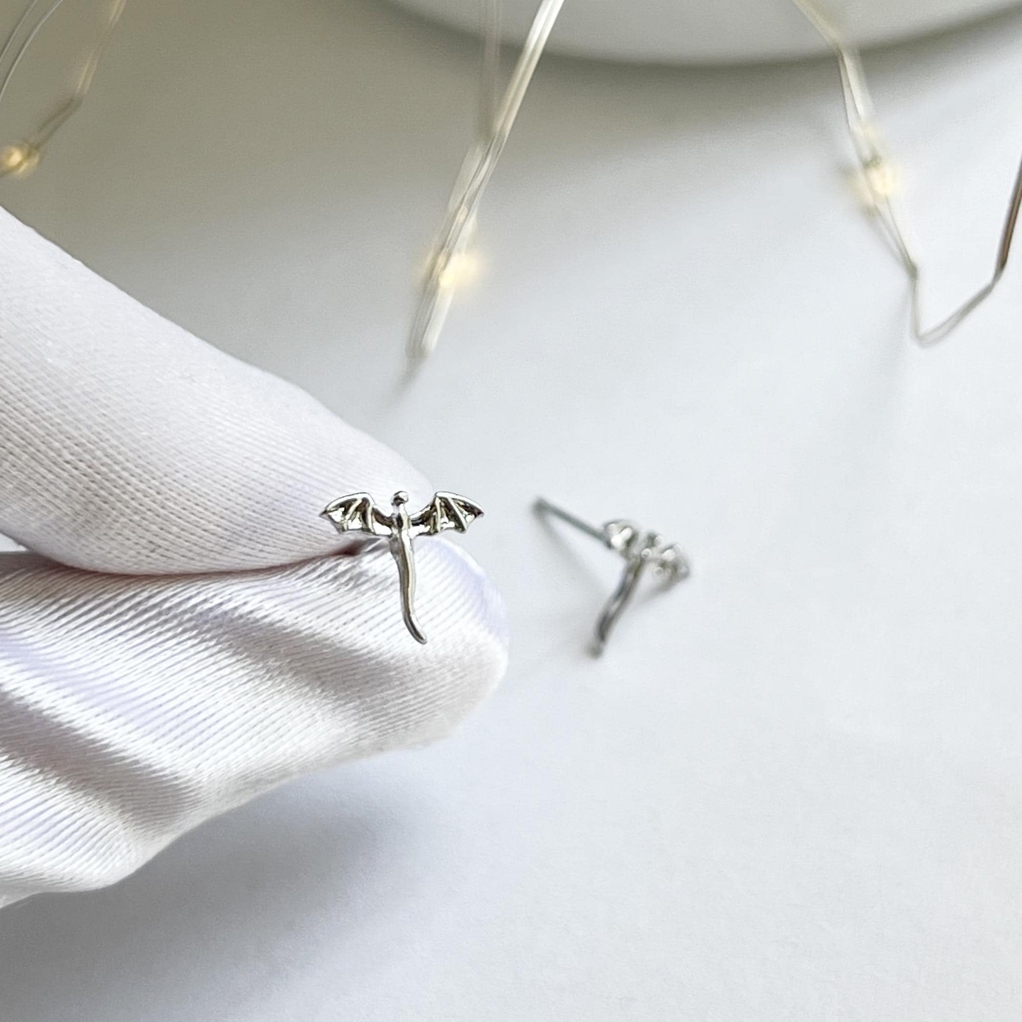 Extra Tiny Dragon Stud Earrings, Silver Dragon Earrings, Chinese Dragon Earrings, Small Dragon Stud, Flat Back Earrings, Delicate Studs