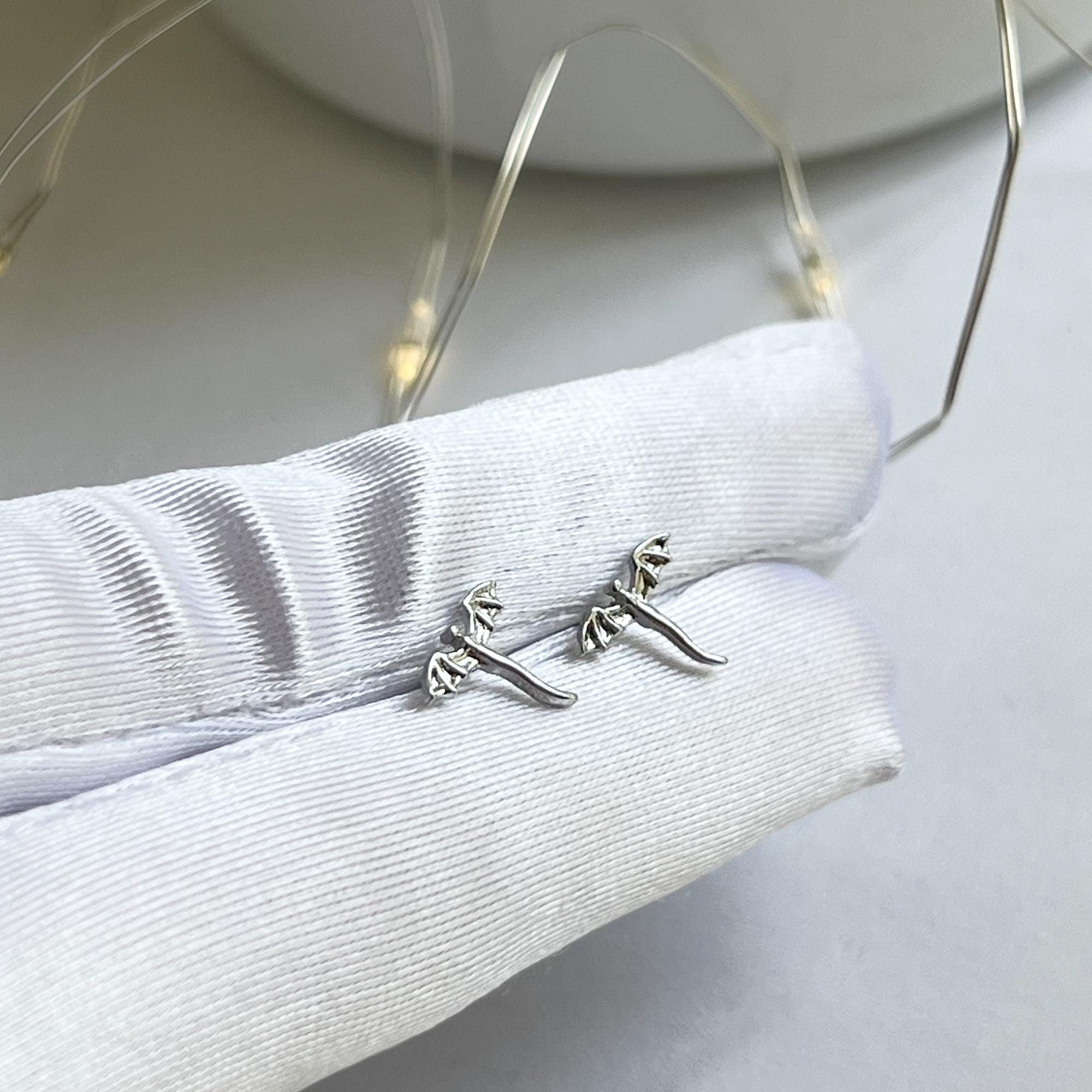 Extra Tiny Dragon Stud Earrings, Silver Dragon Earrings, Chinese Dragon Earrings, Small Dragon Stud, Flat Back Earrings, Delicate Studs