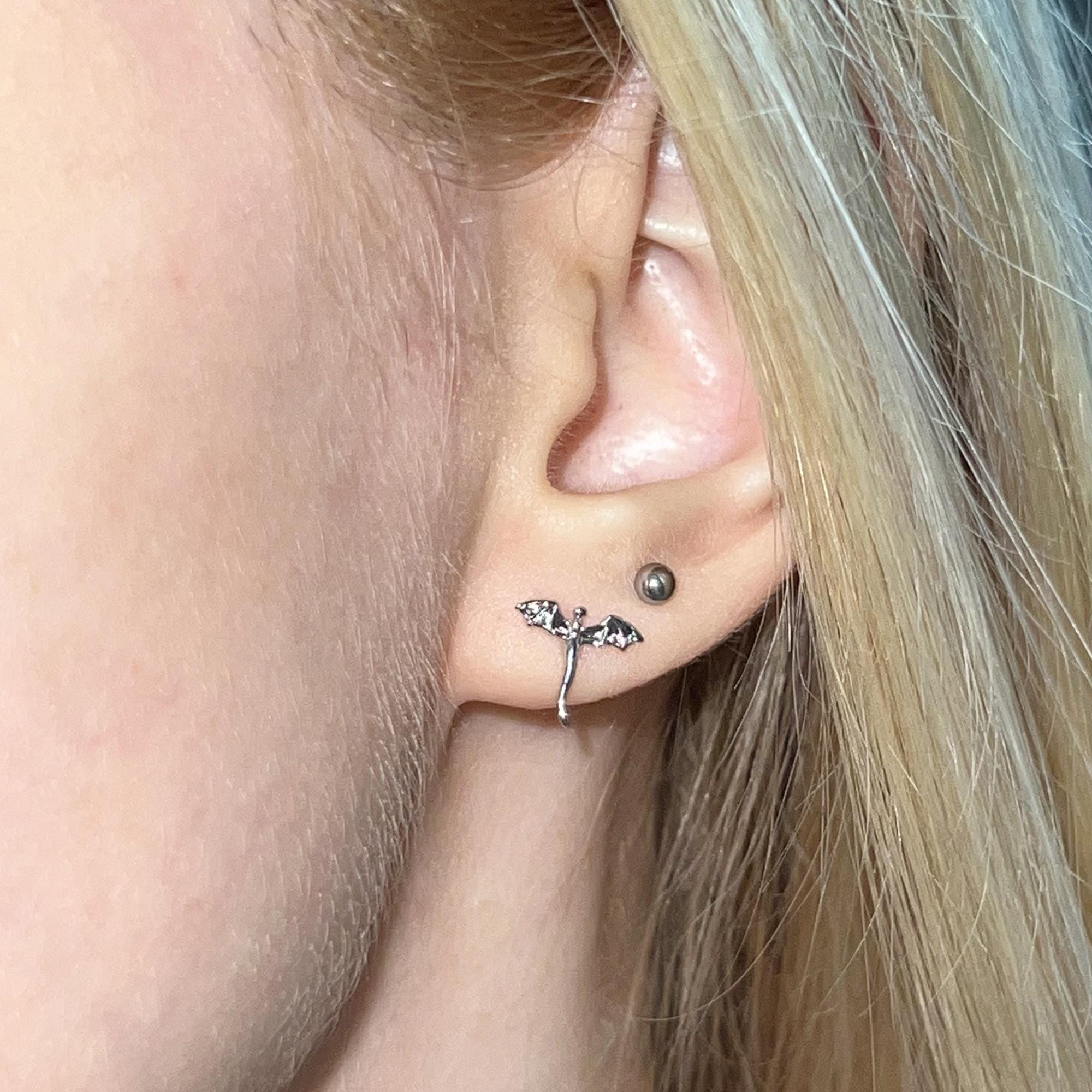 Extra Tiny Dragon Stud Earrings, Silver Dragon Earrings, Chinese Dragon Earrings, Small Dragon Stud, Flat Back Earrings, Delicate Studs