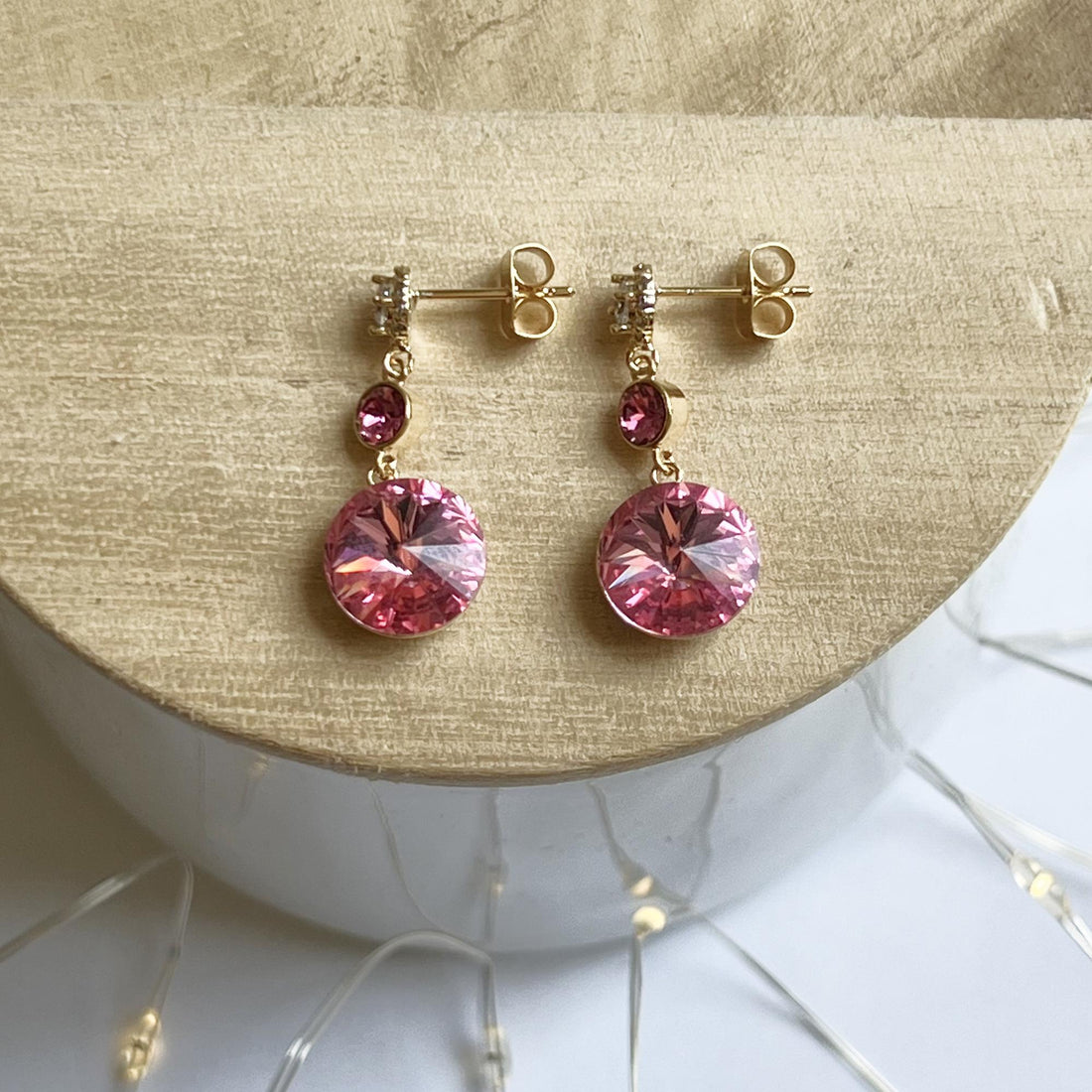 Light Pink Crystal Earrings Fuchsia Dangle Earrings Sparkling Earrings for Party Pink Drop Earrings Art Deco Earrings Vintage Earrings