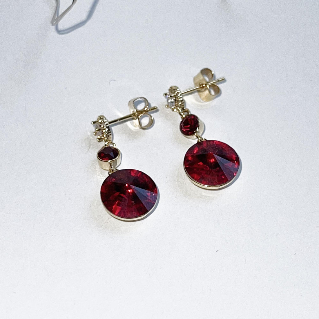 Birthstone Ruby Red Sparkly Earrings Gift For Mom Red Dangle Earrings Birthday Gift Anniversary Gift For Her Christmas Gift Crystal Earrings