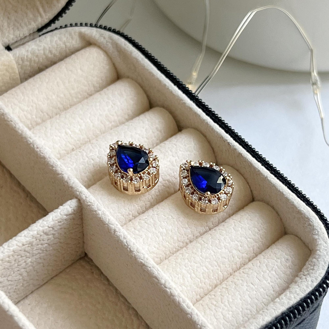 Sapphire Stud Earrings, Blue Studs, Sapphire Bridal Earrings, Crystal Earrings, September Birthstone, Sapphire Drop Earrings, Blue Gemstone