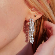 Crystal Dangle Earrings Bridal Statement Earrings Long Dangle Wedding Earrings Bride Jewelry Bridesmaid Earrings Elegant Gift for Her