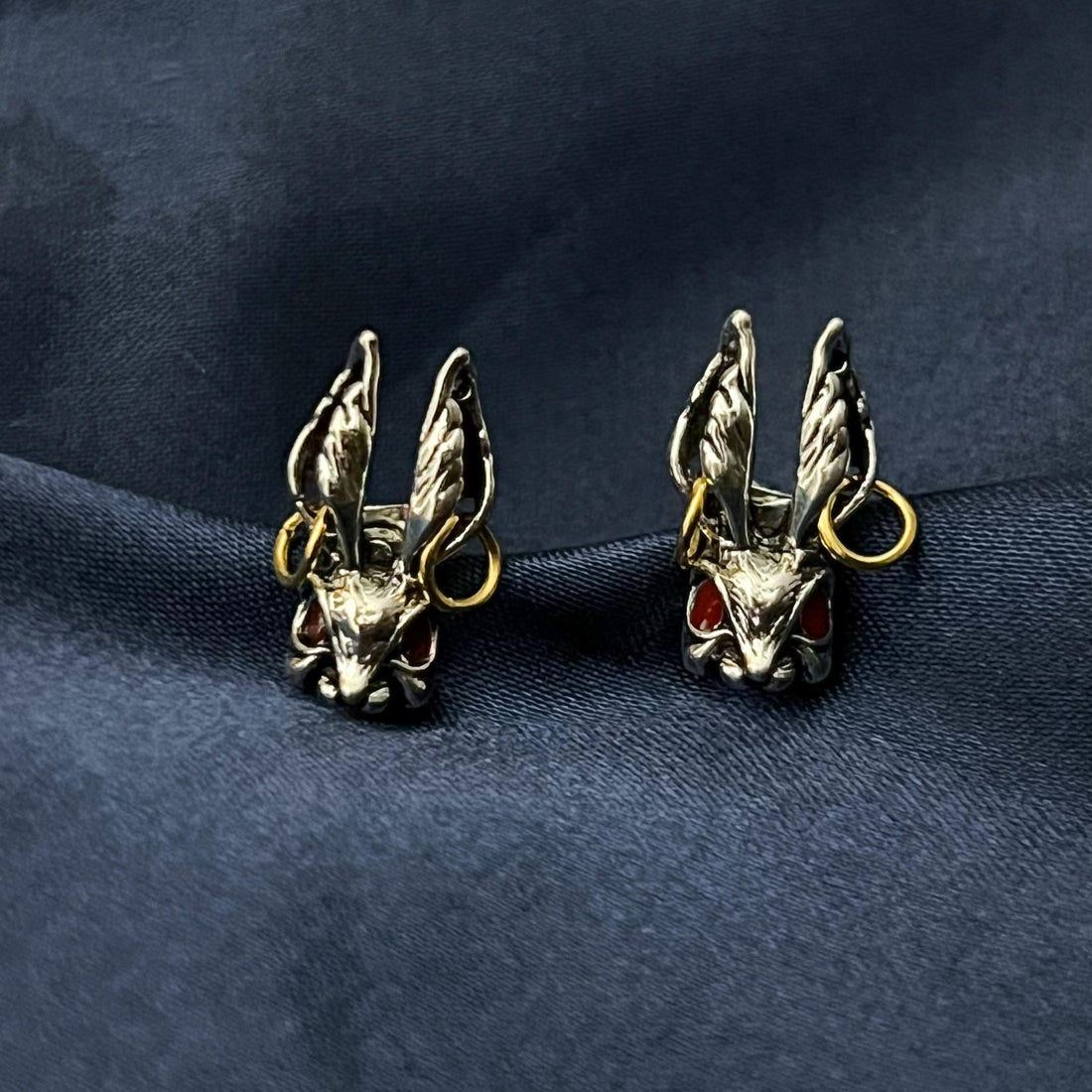 Silver Rabbit Earrings Bunny Rabbit Stud Earrings Gothic Jewelry Hare Earrings Animal Earrings Rabbit Studs Rabbit Jewelry Gothic Earrings