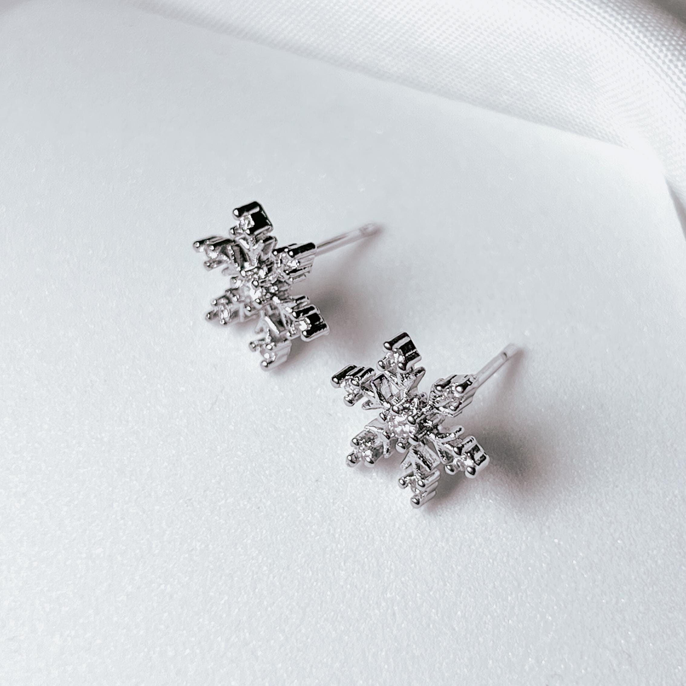 Snowflake Earrings Snowflake Stud Earrings Christmas Earrings Wedding Earrings Winter Earrings Christmas Gift For Her