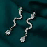 Silver Snake Statement Earrings Trendy Serpent Jewelry Crawling Snake Earrings Minimalist Drop Snake Earrings Gothic Earrings Goth Jewelry