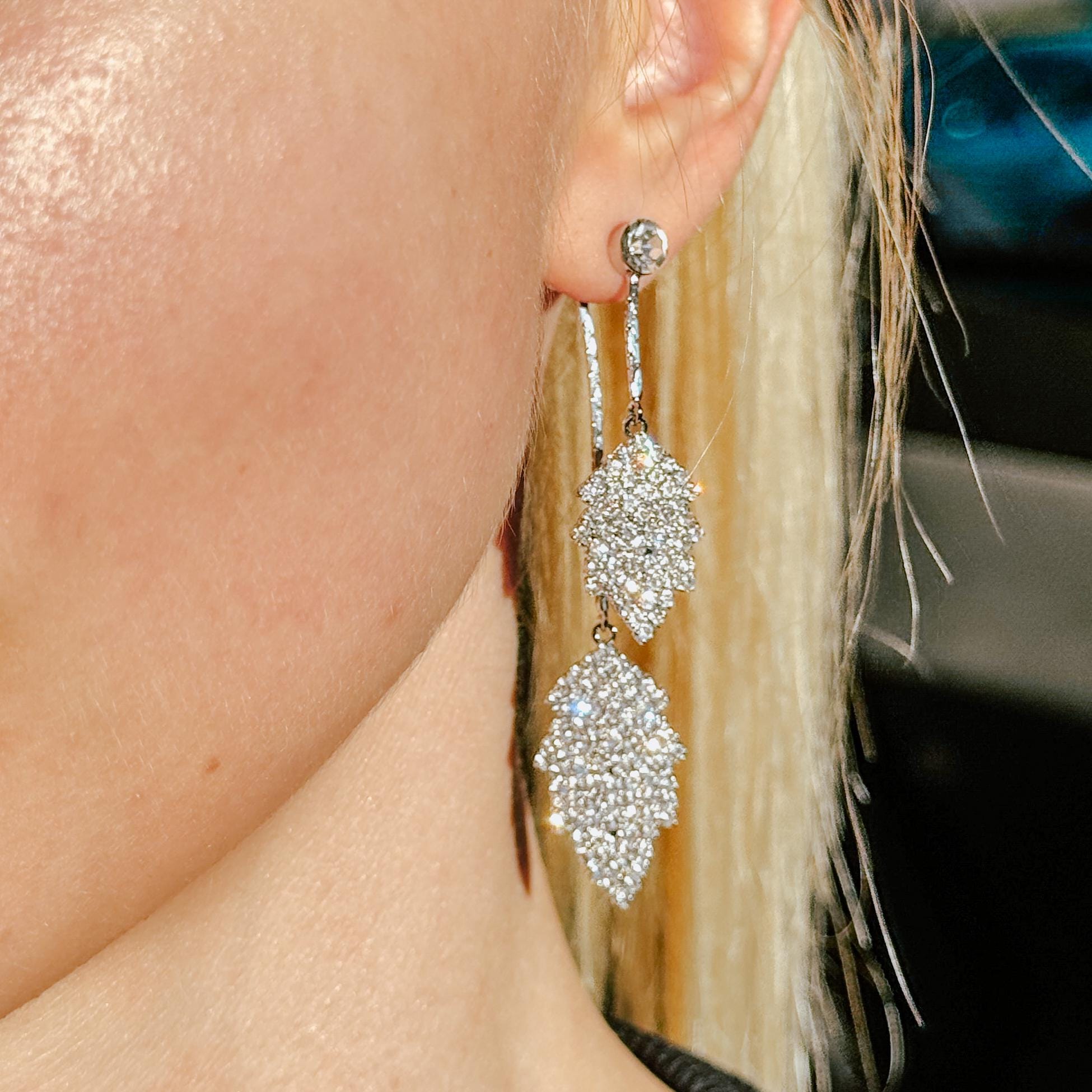 Silver Dangle Earrings CZ Bridal Earrings Wedding Jewelry for Bride Silver Drop Earrings Bridesmaid Jewelry Gift For Her