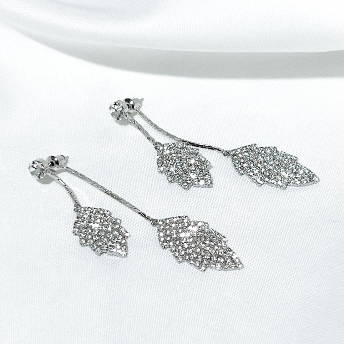 Silver Dangle Earrings CZ Bridal Earrings Wedding Jewelry for Bride Silver Drop Earrings Bridesmaid Jewelry Gift For Her