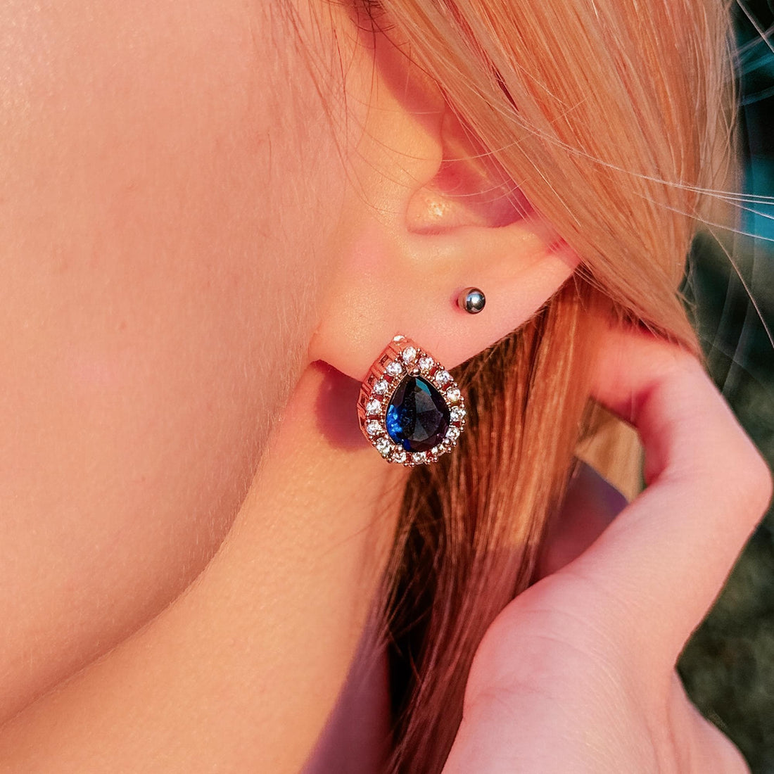 Sapphire Stud Earrings, Blue Studs, Sapphire Bridal Earrings, Crystal Earrings, September Birthstone, Sapphire Drop Earrings, Blue Gemstone