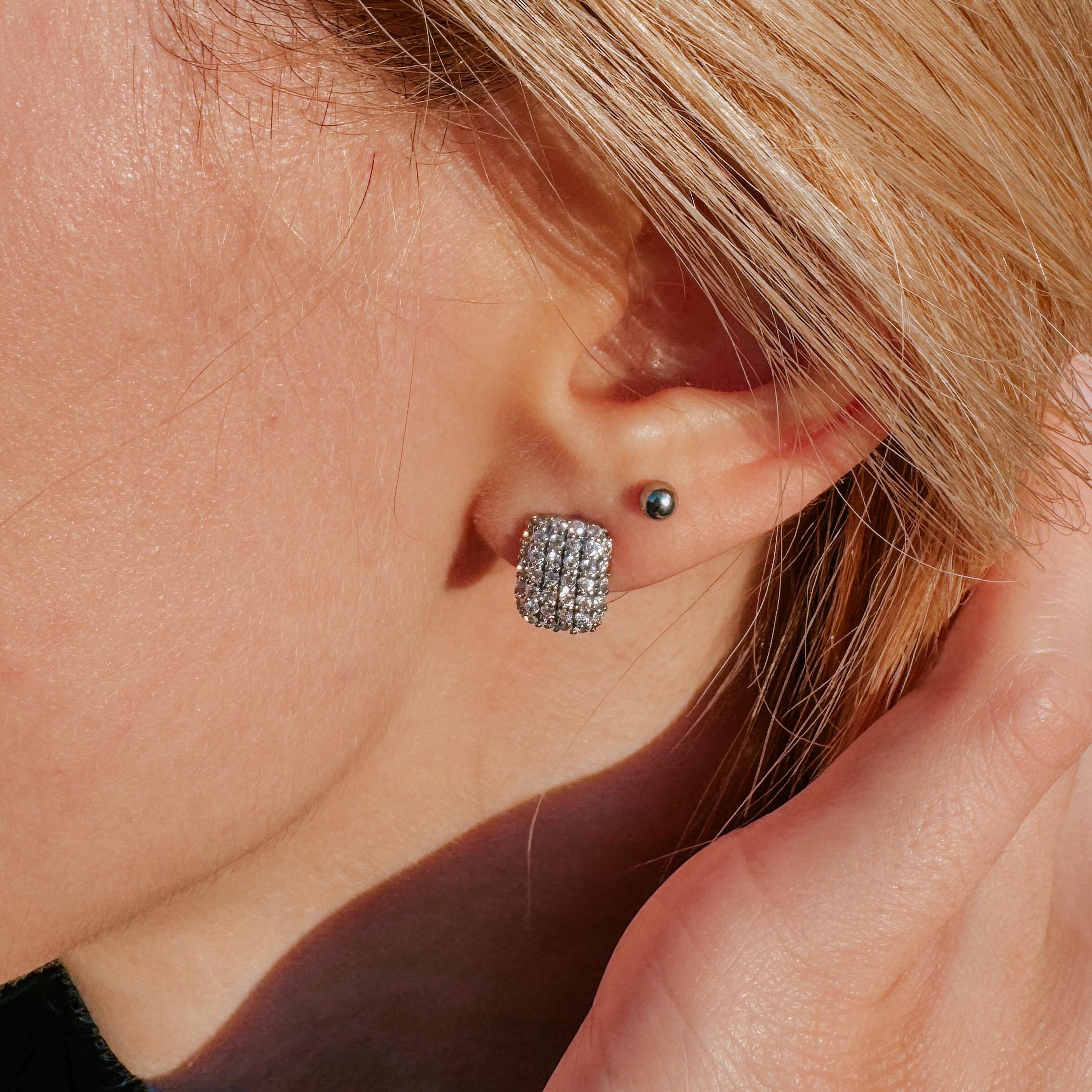 Sparkle Art Deco Diamond Earrings Square Stud Earrings with Crystals Elegant Statement Stud Earrings Everyday Dainty Stud Bridal Gift