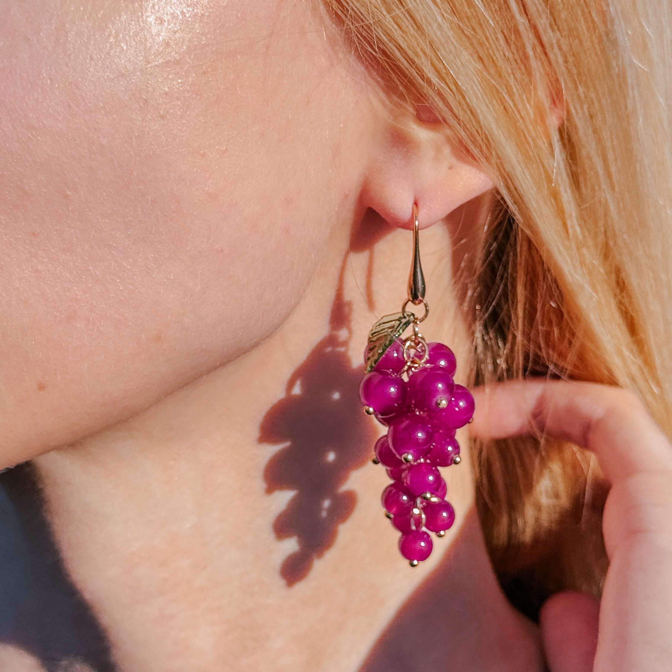 Grape Earrings Unique Fruit Dangle Earrings Purple Beaded Drop Earrings Cute Kawaii Jewelry Elegant Gift for Her Birthday Trendy Earrings