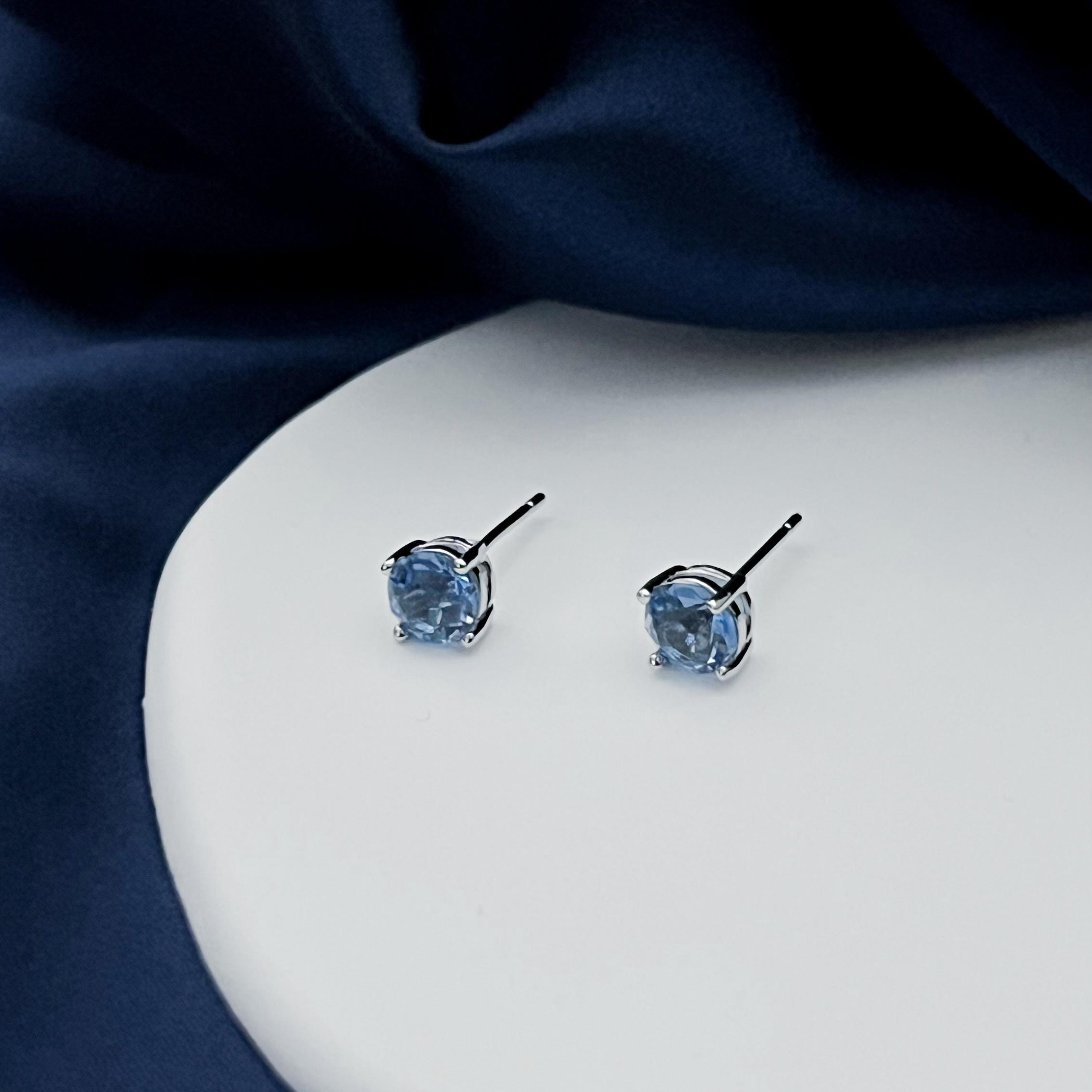 Aquamarine Stud Earrings Blue Crystal Earrings Light Blue Earrings March Birthstone Earrings Minimalist Stud Earrings Aquamarine Jewelry